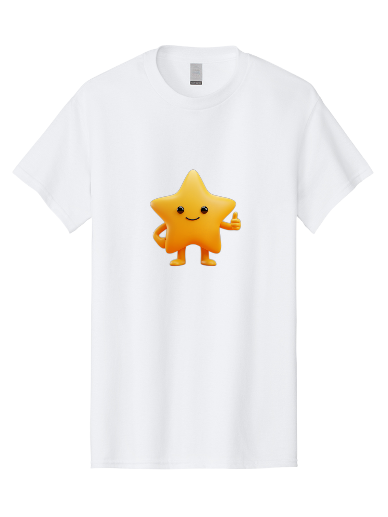 Smiling-Star-1 Men'S Graphic Tee, 100% Cotton, Comfortable Casual Summer Wear, Machine Washable, Cartoon Star, Yellow Star, Smiling Face, Thumbs Up, Happy Character, Friendly Star, Cute Design, 3D Illustration, Positive Vibe, Good Vibes Only Bae767