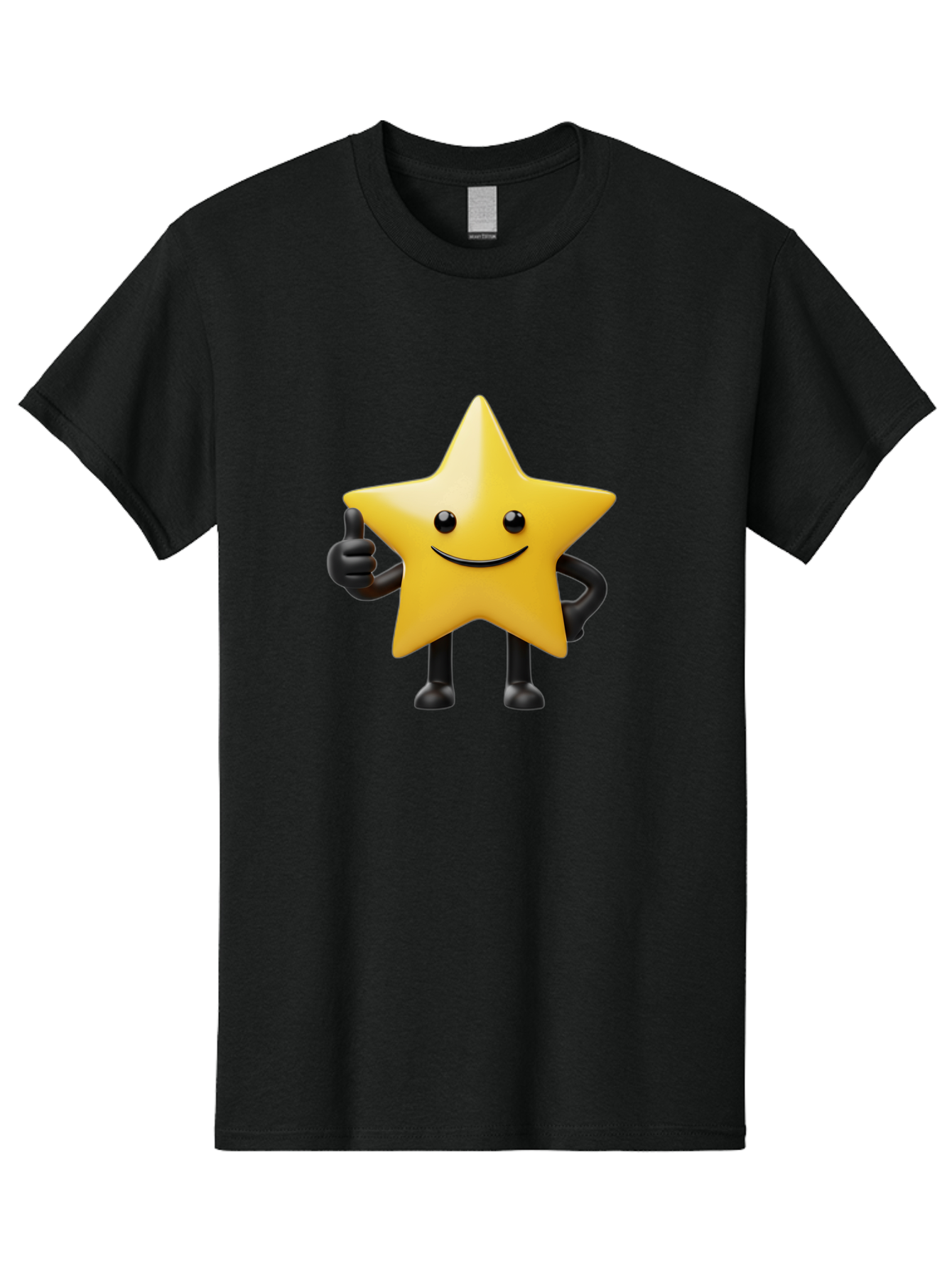 Smiling-Star-2 Men'S Graphic Tee, 100% Cotton, Comfortable Casual Summer Wear, Machine Washable, Smiling Star, Thumbs Up, Approval, Happiness, Joyful Character, Cartoon Star, Friendly Mascot, Positive Vibe, Happy Face Bae768