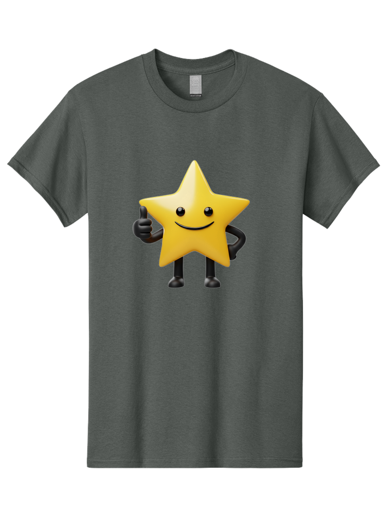 Smiling-Star-2 Men'S Graphic Tee, 100% Cotton, Comfortable Casual Summer Wear, Machine Washable, Smiling Star, Thumbs Up, Approval, Happiness, Joyful Character, Cartoon Star, Friendly Mascot, Positive Vibe, Happy Face Bae768
