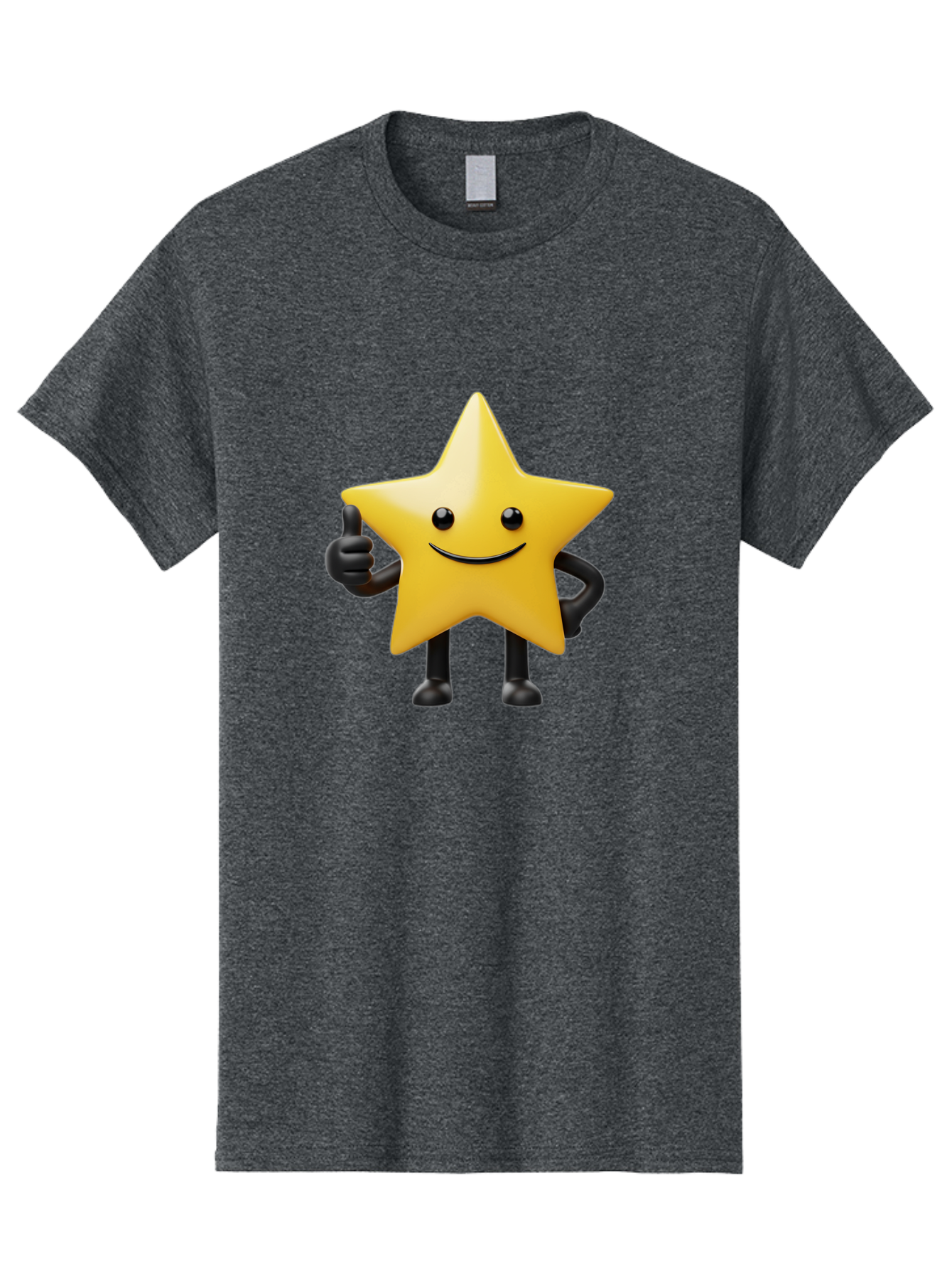 Smiling-Star-2 Men'S Graphic Tee, 100% Cotton, Comfortable Casual Summer Wear, Machine Washable, Smiling Star, Thumbs Up, Approval, Happiness, Joyful Character, Cartoon Star, Friendly Mascot, Positive Vibe, Happy Face Bae768