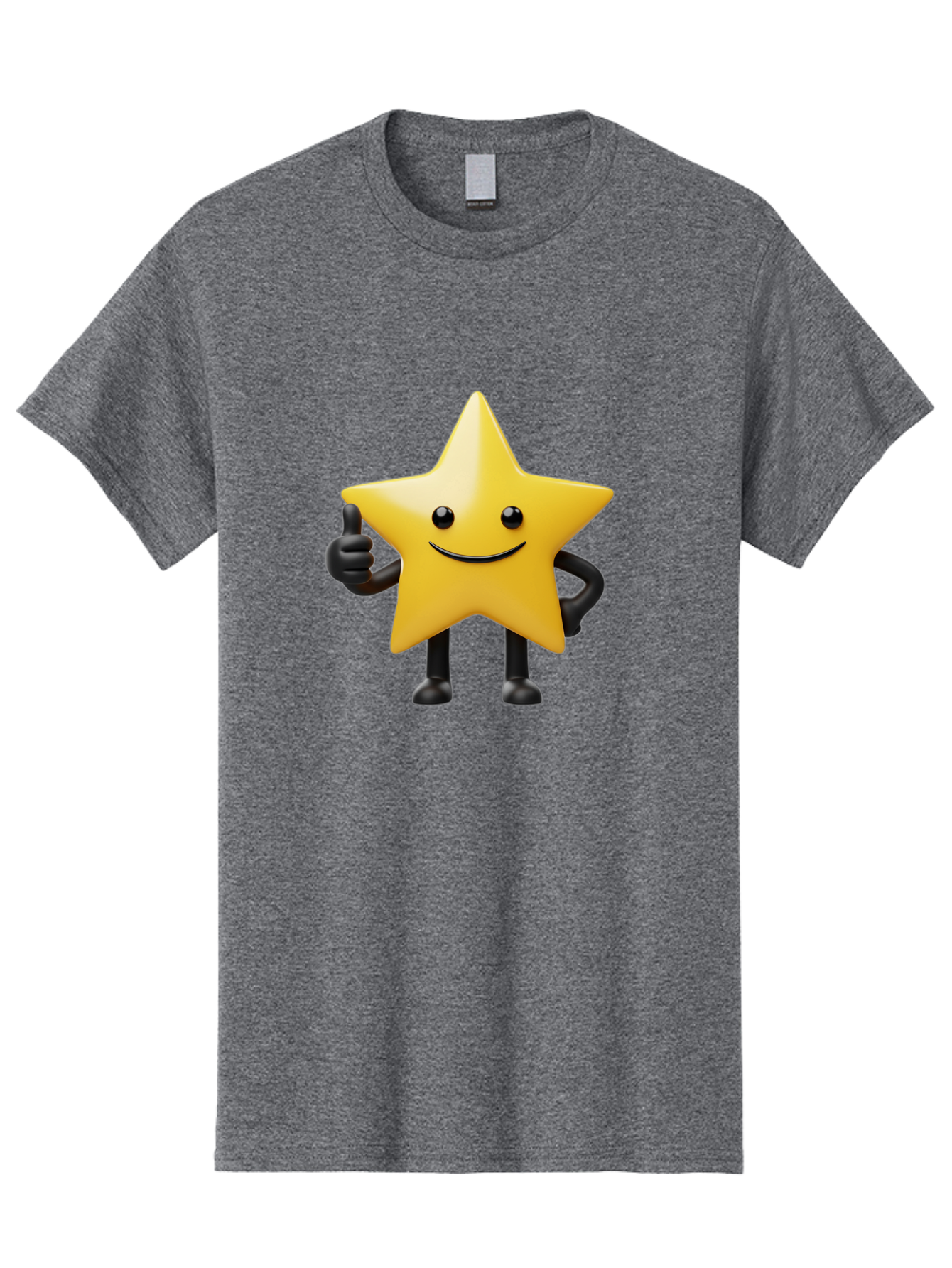 Smiling-Star-2 Men'S Graphic Tee, 100% Cotton, Comfortable Casual Summer Wear, Machine Washable, Smiling Star, Thumbs Up, Approval, Happiness, Joyful Character, Cartoon Star, Friendly Mascot, Positive Vibe, Happy Face Bae768