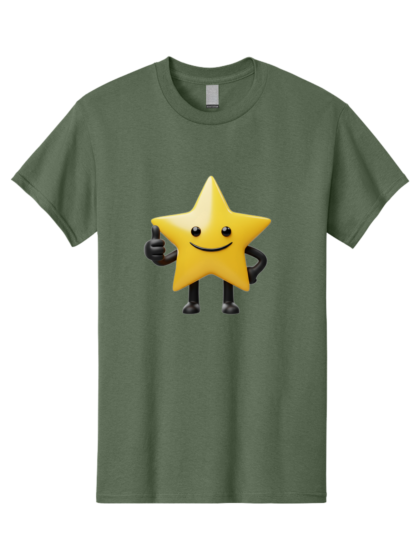 Smiling-Star-2 Men'S Graphic Tee, 100% Cotton, Comfortable Casual Summer Wear, Machine Washable, Smiling Star, Thumbs Up, Approval, Happiness, Joyful Character, Cartoon Star, Friendly Mascot, Positive Vibe, Happy Face Bae768