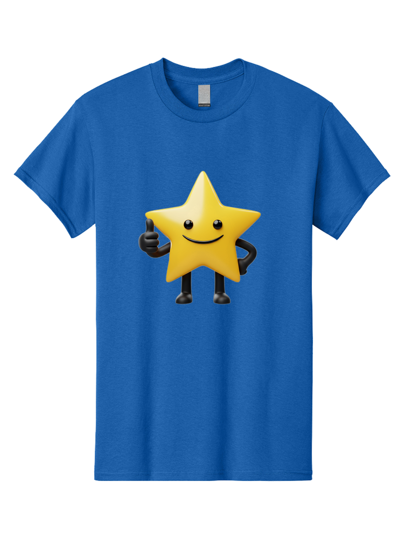 Smiling-Star-2 Men'S Graphic Tee, 100% Cotton, Comfortable Casual Summer Wear, Machine Washable, Smiling Star, Thumbs Up, Approval, Happiness, Joyful Character, Cartoon Star, Friendly Mascot, Positive Vibe, Happy Face Bae768