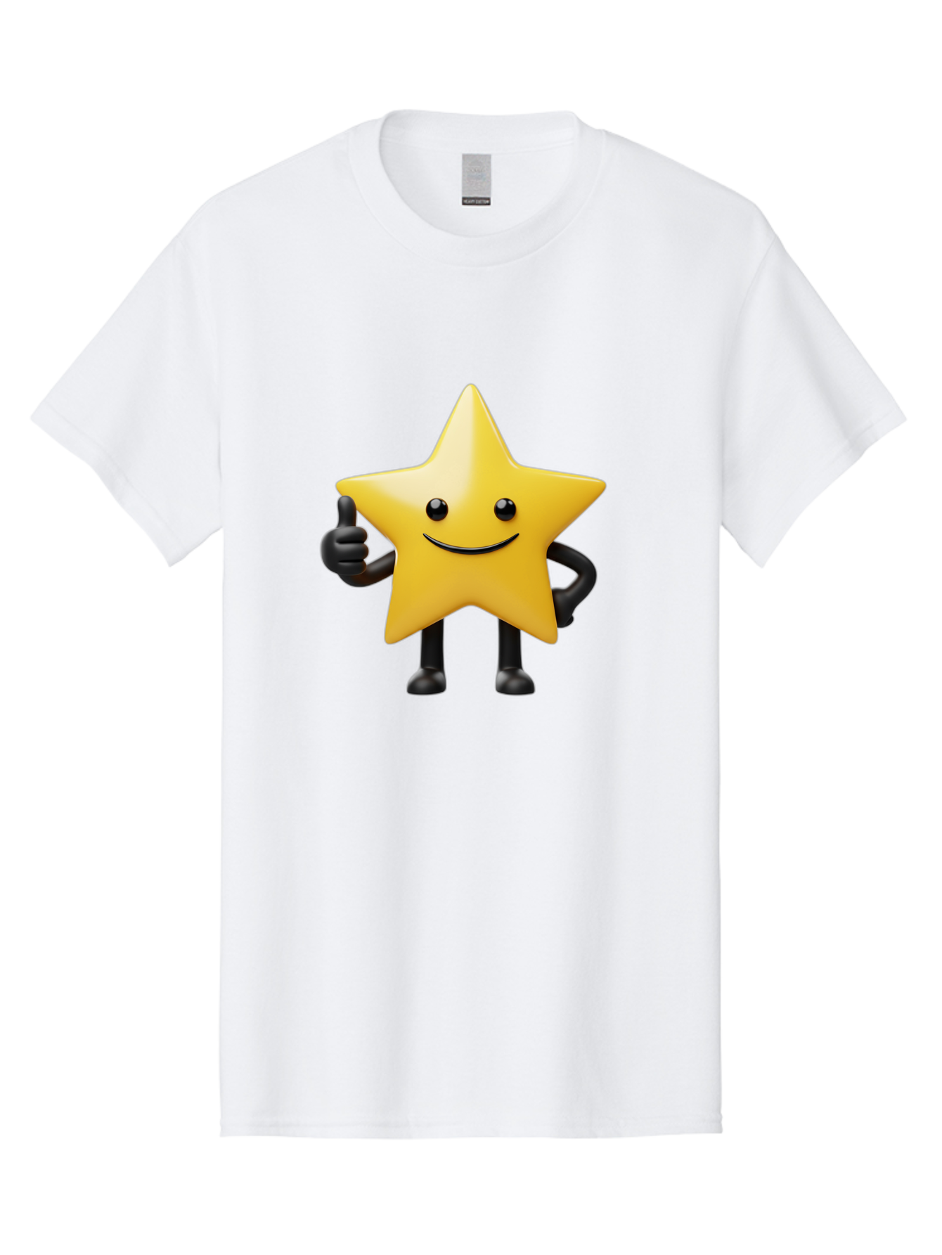 Smiling-Star-2 Men'S Graphic Tee, 100% Cotton, Comfortable Casual Summer Wear, Machine Washable, Smiling Star, Thumbs Up, Approval, Happiness, Joyful Character, Cartoon Star, Friendly Mascot, Positive Vibe, Happy Face Bae768