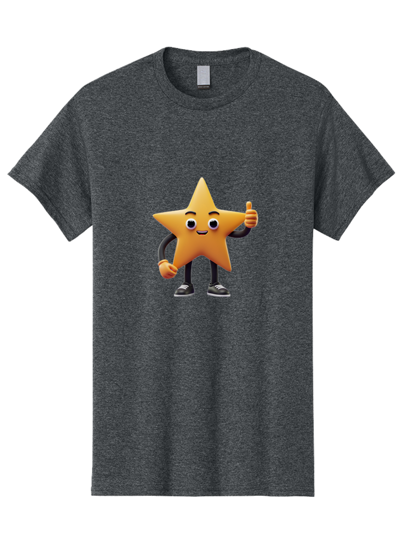Smiling-Star-Character Men'S Graphic Tee, 100% Cotton, Comfortable Casual Summer Wear, Machine Washable, Star Character, Thumbs Up, Approval, Positivity, Cartoon Style, Happy Face, Friendly Gesture, Approval Symbol, Five-Pointed Star, Bae771
