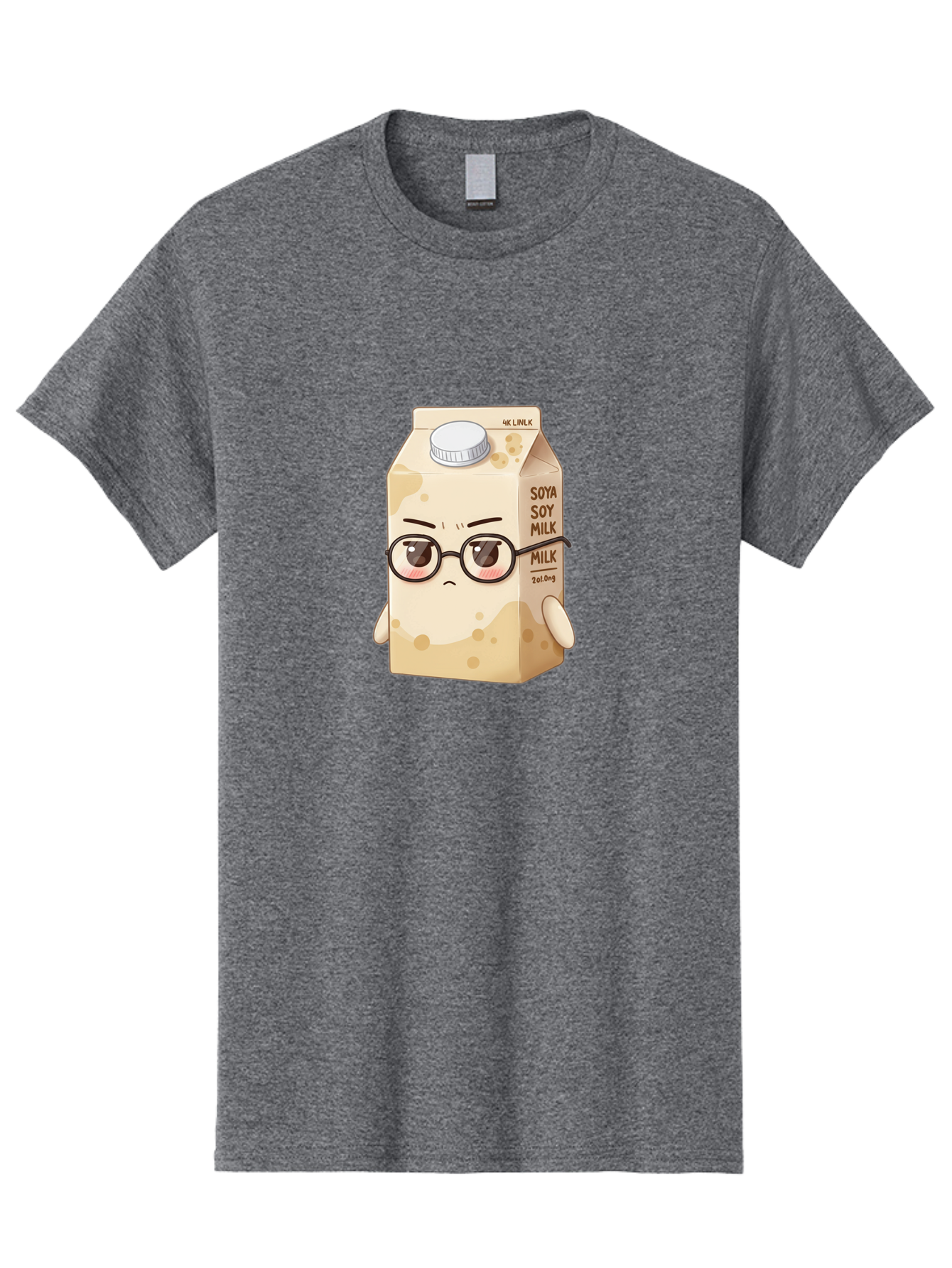 Soya-Soy-Milk Men'S Graphic Tee, 100% Cotton, Comfortable Casual Summer Wear, Machine Washable, Cartoon Soy Milk Carton, Anthropomorphic Milk, Glasses, Sad Face, Soy Milk, Milk Carton, Kawaii Character, Plant-Based Milk, Dairy-Free, Vegan Milk Bae773