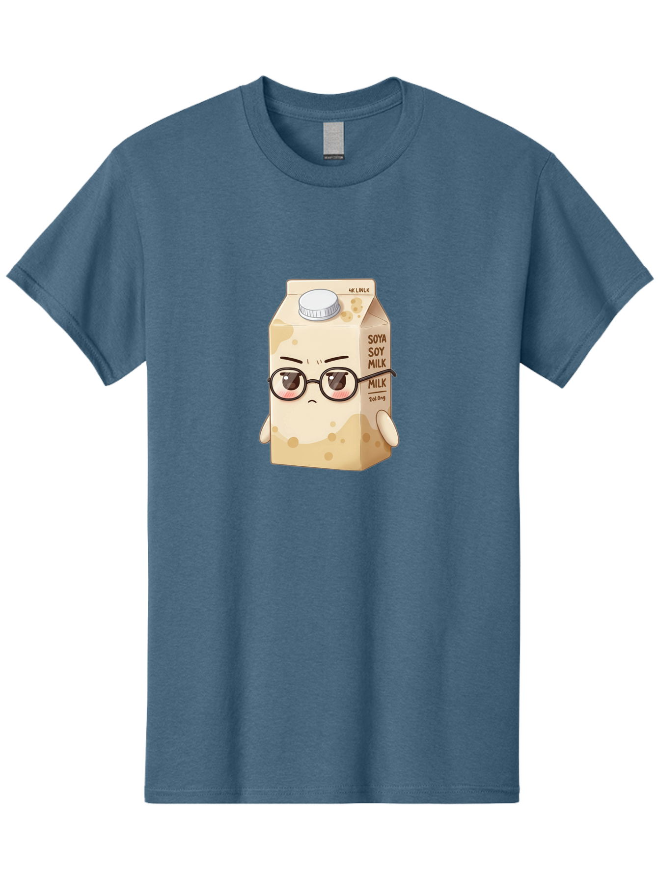 Soya-Soy-Milk Men'S Graphic Tee, 100% Cotton, Comfortable Casual Summer Wear, Machine Washable, Cartoon Soy Milk Carton, Anthropomorphic Milk, Glasses, Sad Face, Soy Milk, Milk Carton, Kawaii Character, Plant-Based Milk, Dairy-Free, Vegan Milk Bae773