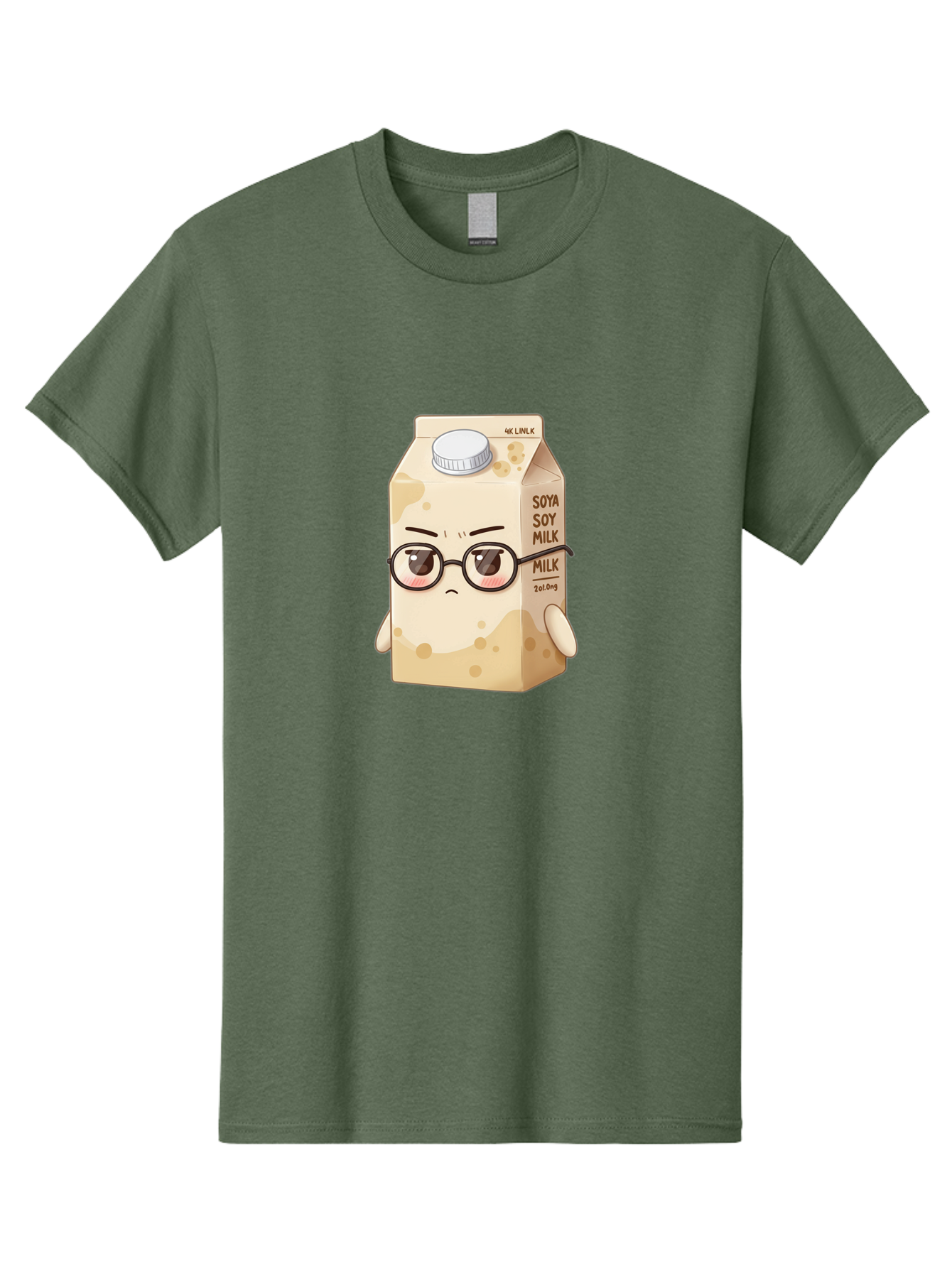 Soya-Soy-Milk Men'S Graphic Tee, 100% Cotton, Comfortable Casual Summer Wear, Machine Washable, Cartoon Soy Milk Carton, Anthropomorphic Milk, Glasses, Sad Face, Soy Milk, Milk Carton, Kawaii Character, Plant-Based Milk, Dairy-Free, Vegan Milk Bae773