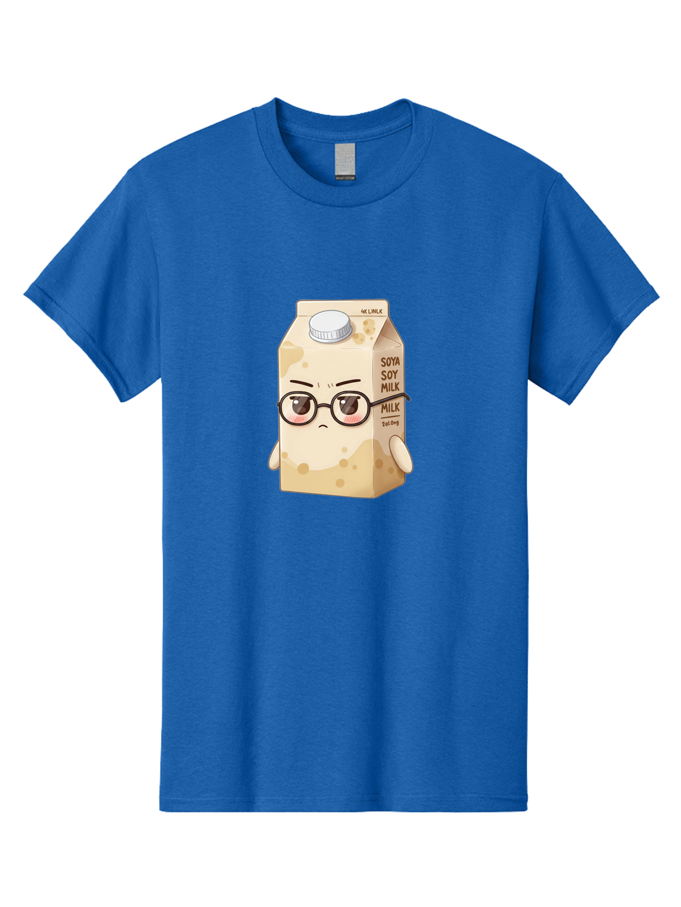 Soya-Soy-Milk Men'S Graphic Tee, 100% Cotton, Comfortable Casual Summer Wear, Machine Washable, Cartoon Soy Milk Carton, Anthropomorphic Milk, Glasses, Sad Face, Soy Milk, Milk Carton, Kawaii Character, Plant-Based Milk, Dairy-Free, Vegan Milk Bae773
