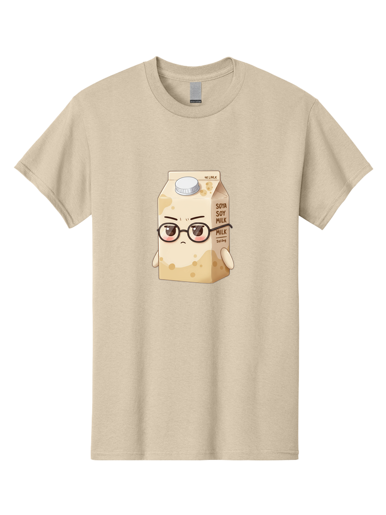 Soya-Soy-Milk Men'S Graphic Tee, 100% Cotton, Comfortable Casual Summer Wear, Machine Washable, Cartoon Soy Milk Carton, Anthropomorphic Milk, Glasses, Sad Face, Soy Milk, Milk Carton, Kawaii Character, Plant-Based Milk, Dairy-Free, Vegan Milk Bae773