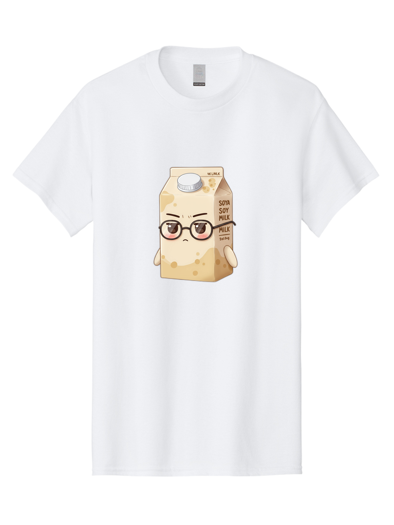 Soya-Soy-Milk Men'S Graphic Tee, 100% Cotton, Comfortable Casual Summer Wear, Machine Washable, Cartoon Soy Milk Carton, Anthropomorphic Milk, Glasses, Sad Face, Soy Milk, Milk Carton, Kawaii Character, Plant-Based Milk, Dairy-Free, Vegan Milk Bae773