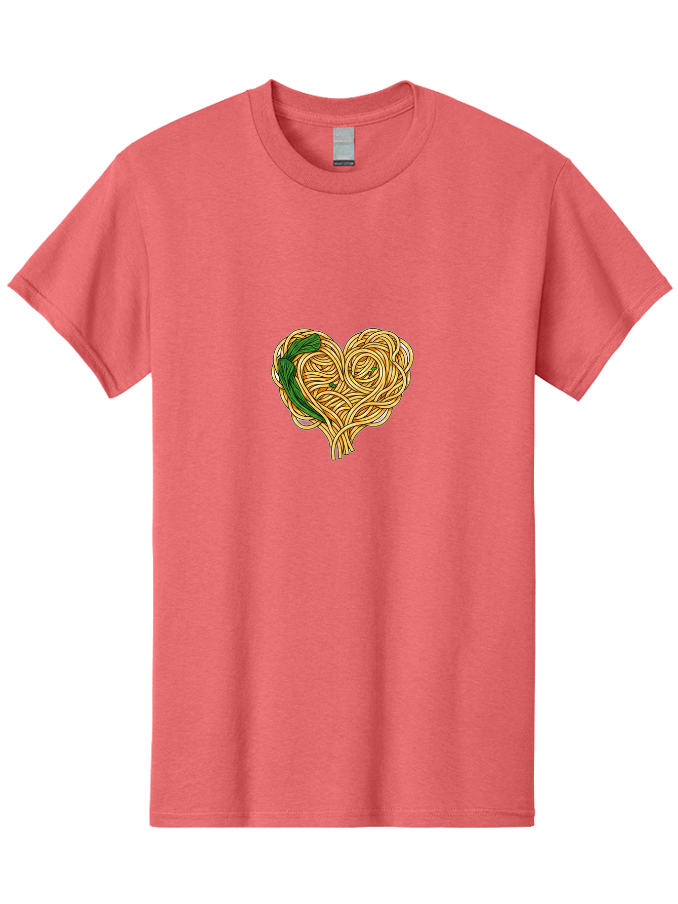 Spaghetti-Heart Men'S Graphic Tee, 100% Cotton, Comfortable Casual Summer Wear, Machine Washable, Spaghetti In Heart Shape, Tangled Noodles, Basil Leaves, Italian Cuisine, Pasta Art, Food Illustration, Culinary Design, Love Theme Bae774