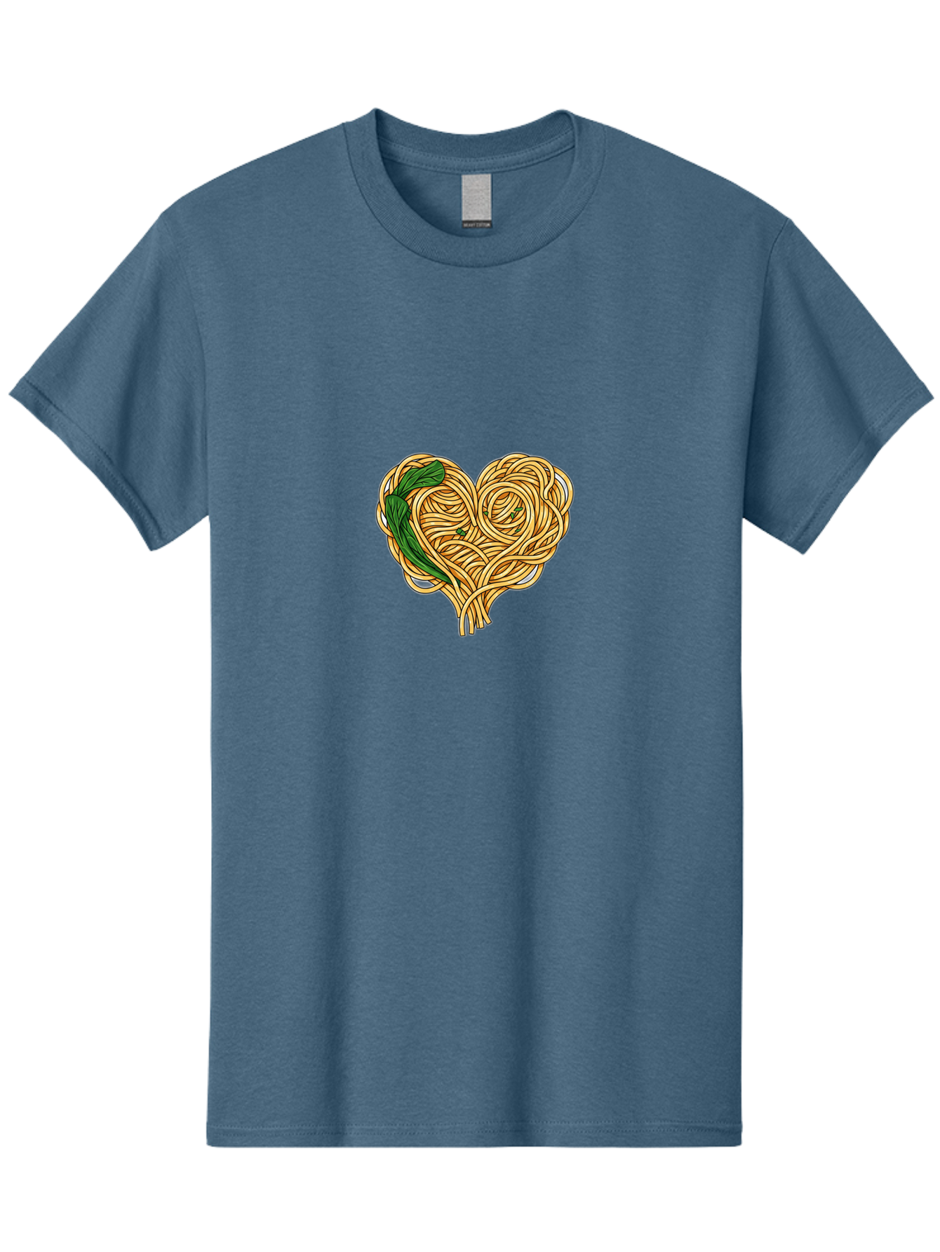 Spaghetti-Heart Men'S Graphic Tee, 100% Cotton, Comfortable Casual Summer Wear, Machine Washable, Spaghetti In Heart Shape, Tangled Noodles, Basil Leaves, Italian Cuisine, Pasta Art, Food Illustration, Culinary Design, Love Theme Bae774