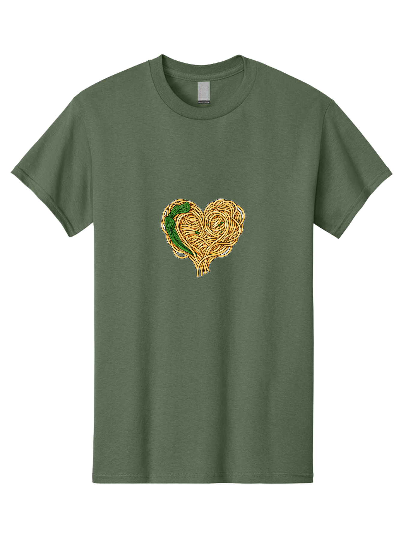 Spaghetti-Heart Men'S Graphic Tee, 100% Cotton, Comfortable Casual Summer Wear, Machine Washable, Spaghetti In Heart Shape, Tangled Noodles, Basil Leaves, Italian Cuisine, Pasta Art, Food Illustration, Culinary Design, Love Theme Bae774