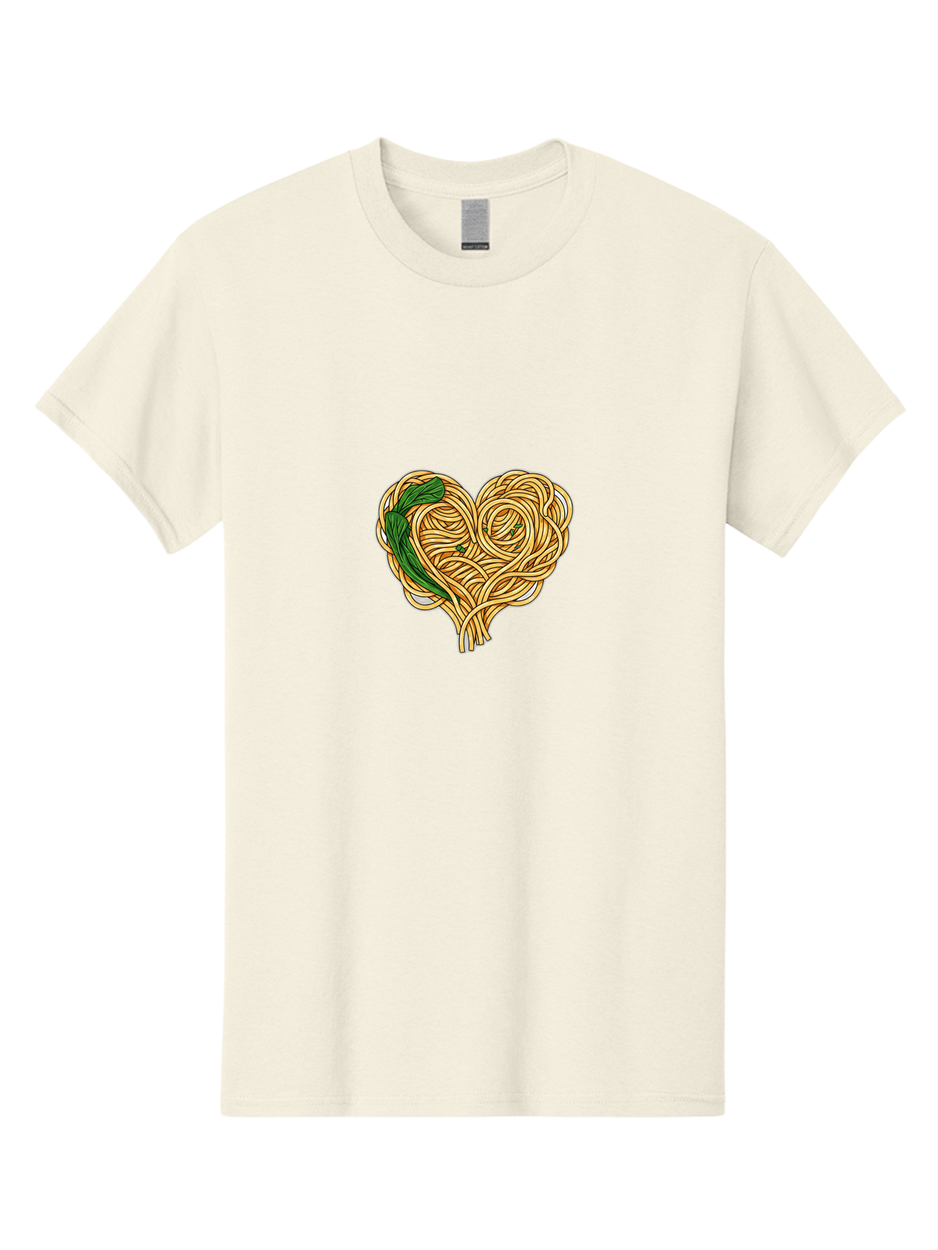 Spaghetti-Heart Men'S Graphic Tee, 100% Cotton, Comfortable Casual Summer Wear, Machine Washable, Spaghetti In Heart Shape, Tangled Noodles, Basil Leaves, Italian Cuisine, Pasta Art, Food Illustration, Culinary Design, Love Theme Bae774