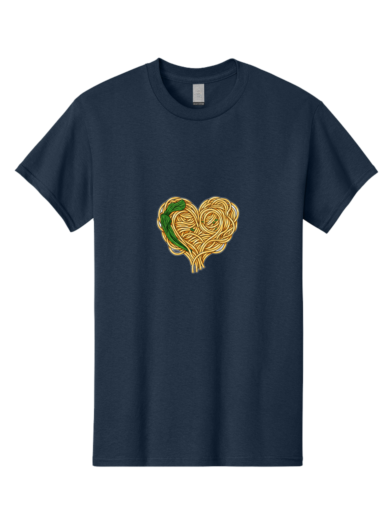 Spaghetti-Heart Men'S Graphic Tee, 100% Cotton, Comfortable Casual Summer Wear, Machine Washable, Spaghetti In Heart Shape, Tangled Noodles, Basil Leaves, Italian Cuisine, Pasta Art, Food Illustration, Culinary Design, Love Theme Bae774