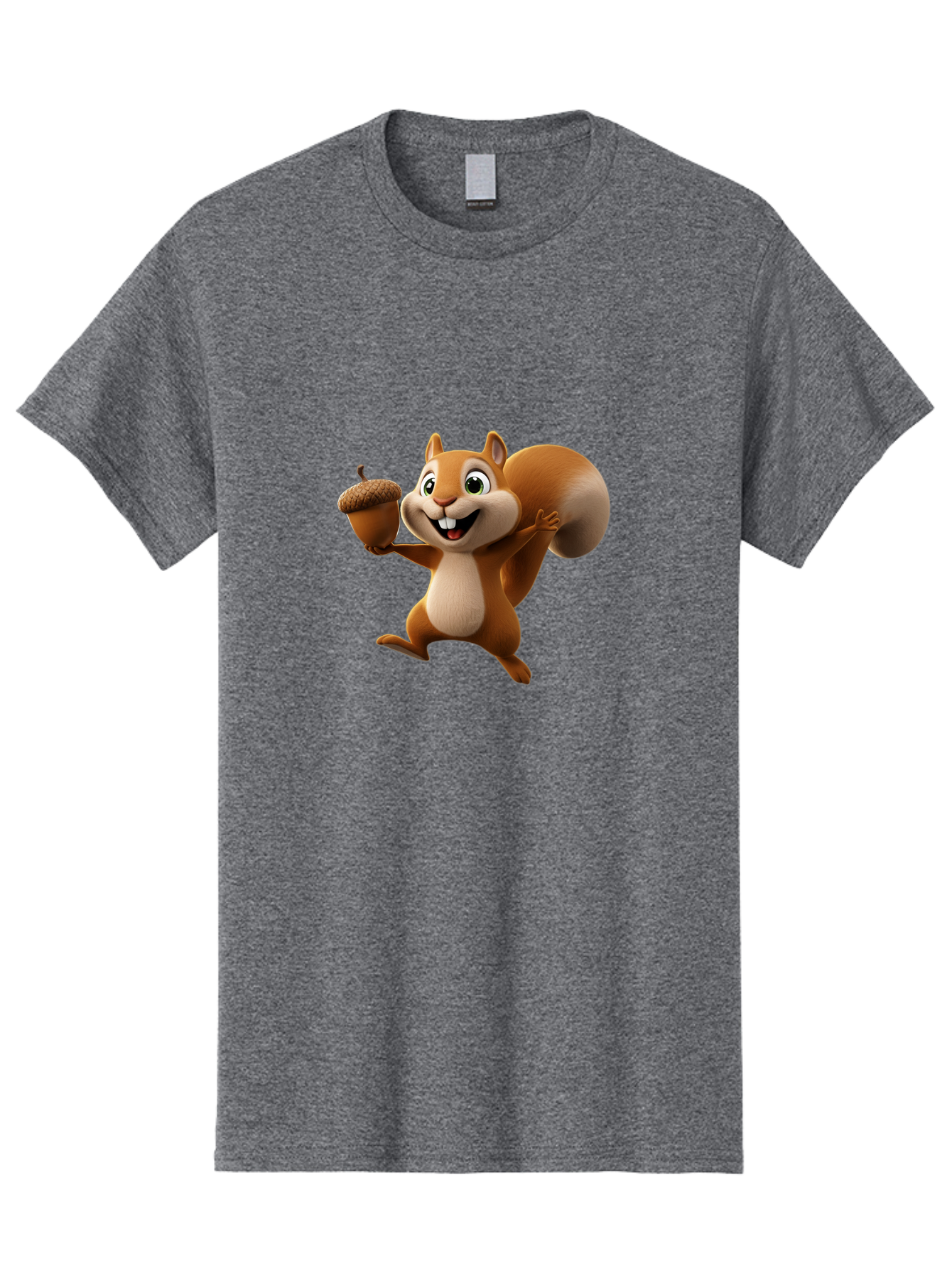 Squirrel-With-Acorn Men'S Graphic Tee, 100% Cotton, Comfortable Casual Summer Wear, Machine Washable, Cartoon Squirrel, Happy Squirrel, Acorn, Forest Animal, Cute Cartoon Character, Squirrel Character, Funny Squirrel, Squirrel Graphics Bae776