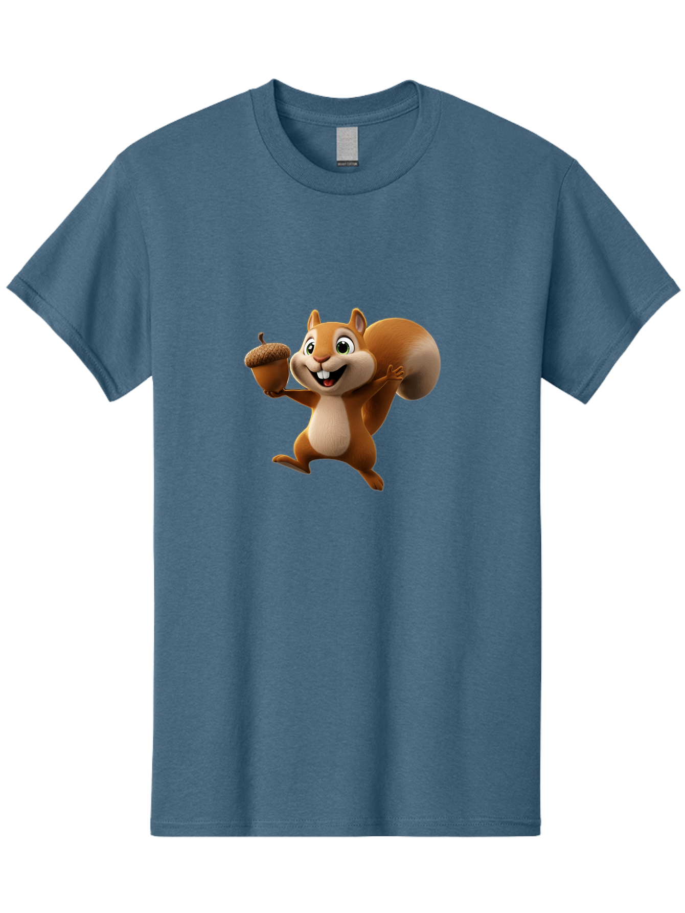 Squirrel-With-Acorn Men'S Graphic Tee, 100% Cotton, Comfortable Casual Summer Wear, Machine Washable, Cartoon Squirrel, Happy Squirrel, Acorn, Forest Animal, Cute Cartoon Character, Squirrel Character, Funny Squirrel, Squirrel Graphics Bae776