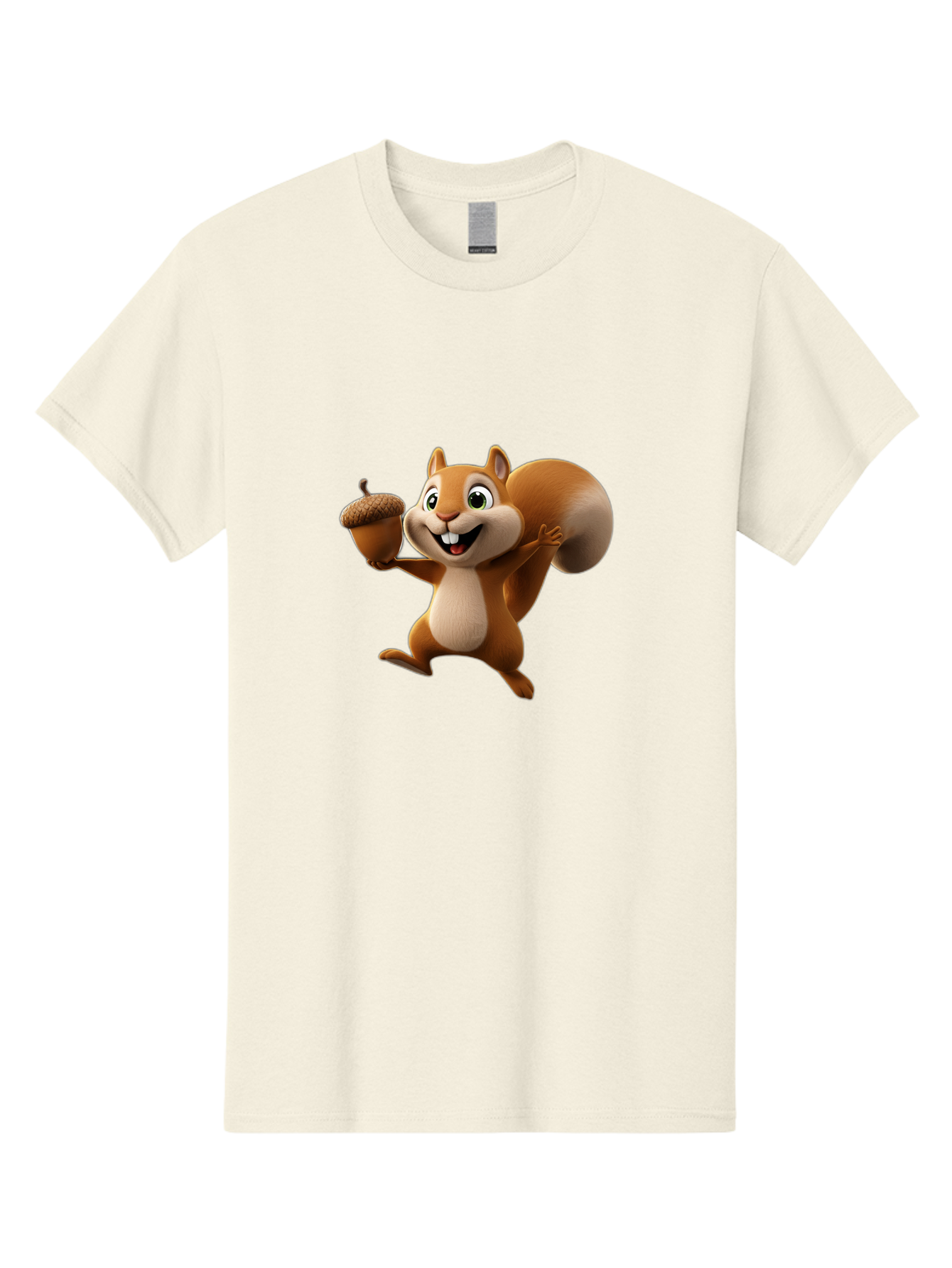 Squirrel-With-Acorn Men'S Graphic Tee, 100% Cotton, Comfortable Casual Summer Wear, Machine Washable, Cartoon Squirrel, Happy Squirrel, Acorn, Forest Animal, Cute Cartoon Character, Squirrel Character, Funny Squirrel, Squirrel Graphics Bae776