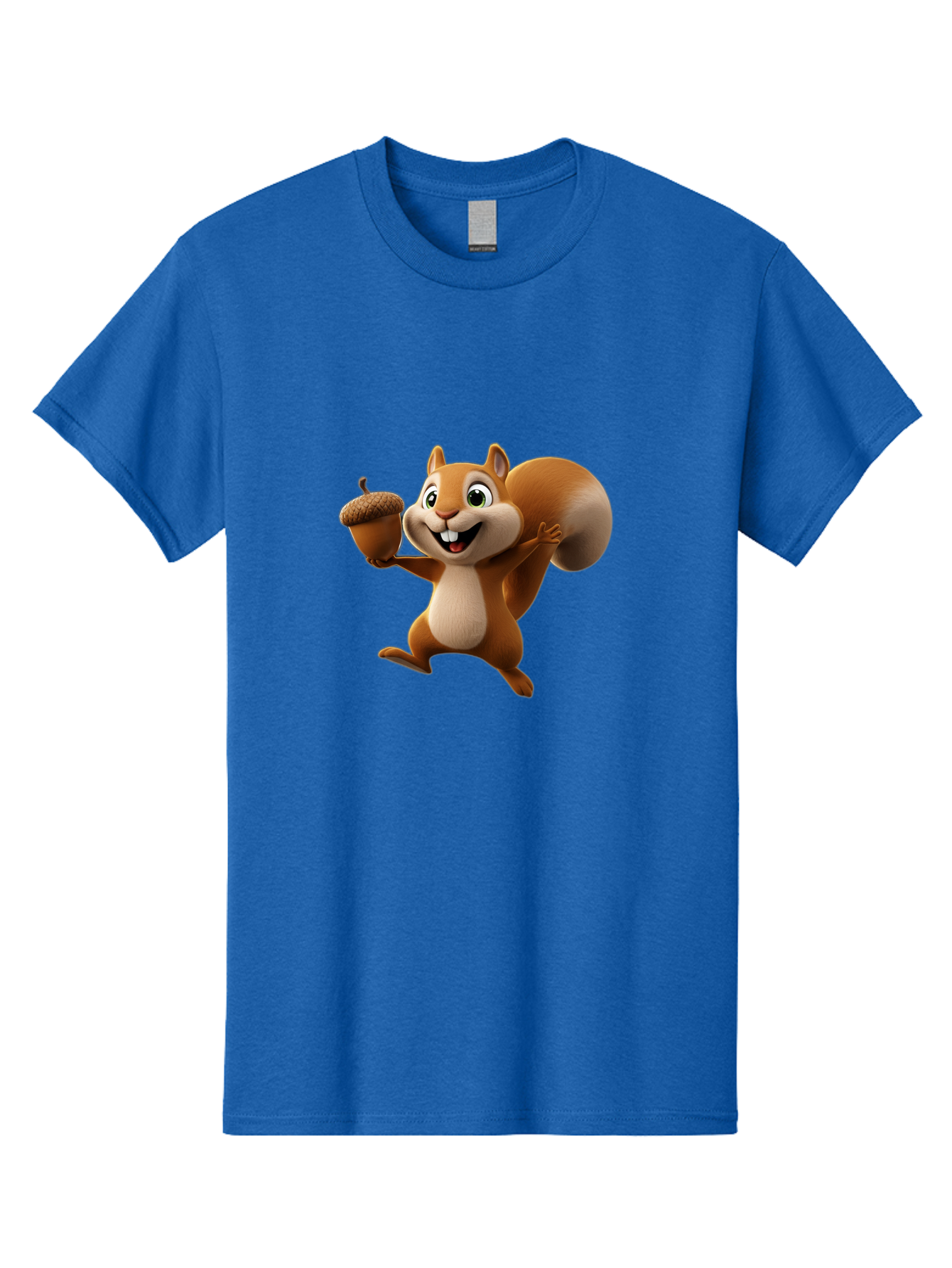 Squirrel-With-Acorn Men'S Graphic Tee, 100% Cotton, Comfortable Casual Summer Wear, Machine Washable, Cartoon Squirrel, Happy Squirrel, Acorn, Forest Animal, Cute Cartoon Character, Squirrel Character, Funny Squirrel, Squirrel Graphics Bae776