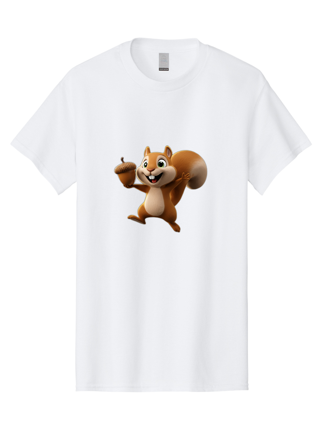 Squirrel-With-Acorn Men'S Graphic Tee, 100% Cotton, Comfortable Casual Summer Wear, Machine Washable, Cartoon Squirrel, Happy Squirrel, Acorn, Forest Animal, Cute Cartoon Character, Squirrel Character, Funny Squirrel, Squirrel Graphics Bae776
