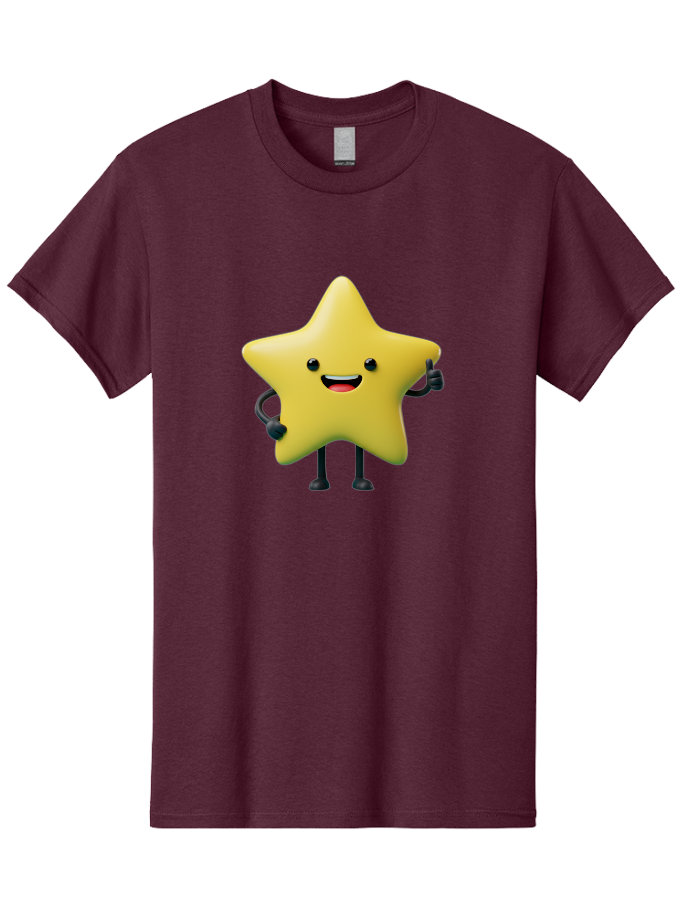 Star-Character-1 Men'S Graphic Tee, 100% Cotton, Comfortable Casual Summer Wear, Machine Washable, Smiling Star Character, Cartoon Star, 3D Illustration, Happy Face, Cute Character Design, Yellow Star, Star With Arms And Legs, Funny Graphics, Bae777