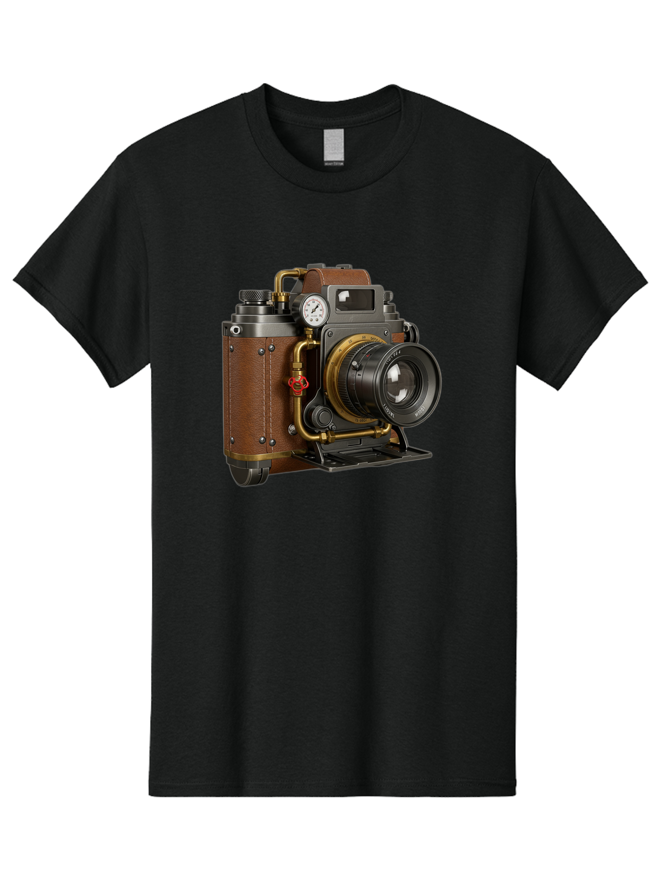 Steampunk-Camera Men'S Graphic Tee, 100% Cotton, Comfortable Casual Summer Wear, Machine Washable, Vintage Camera, Steampunk Design, Antique Photography, Retro Technology, Industrial Elements, Leather Wrapping, Brass Accents, Creative Art, Bae787