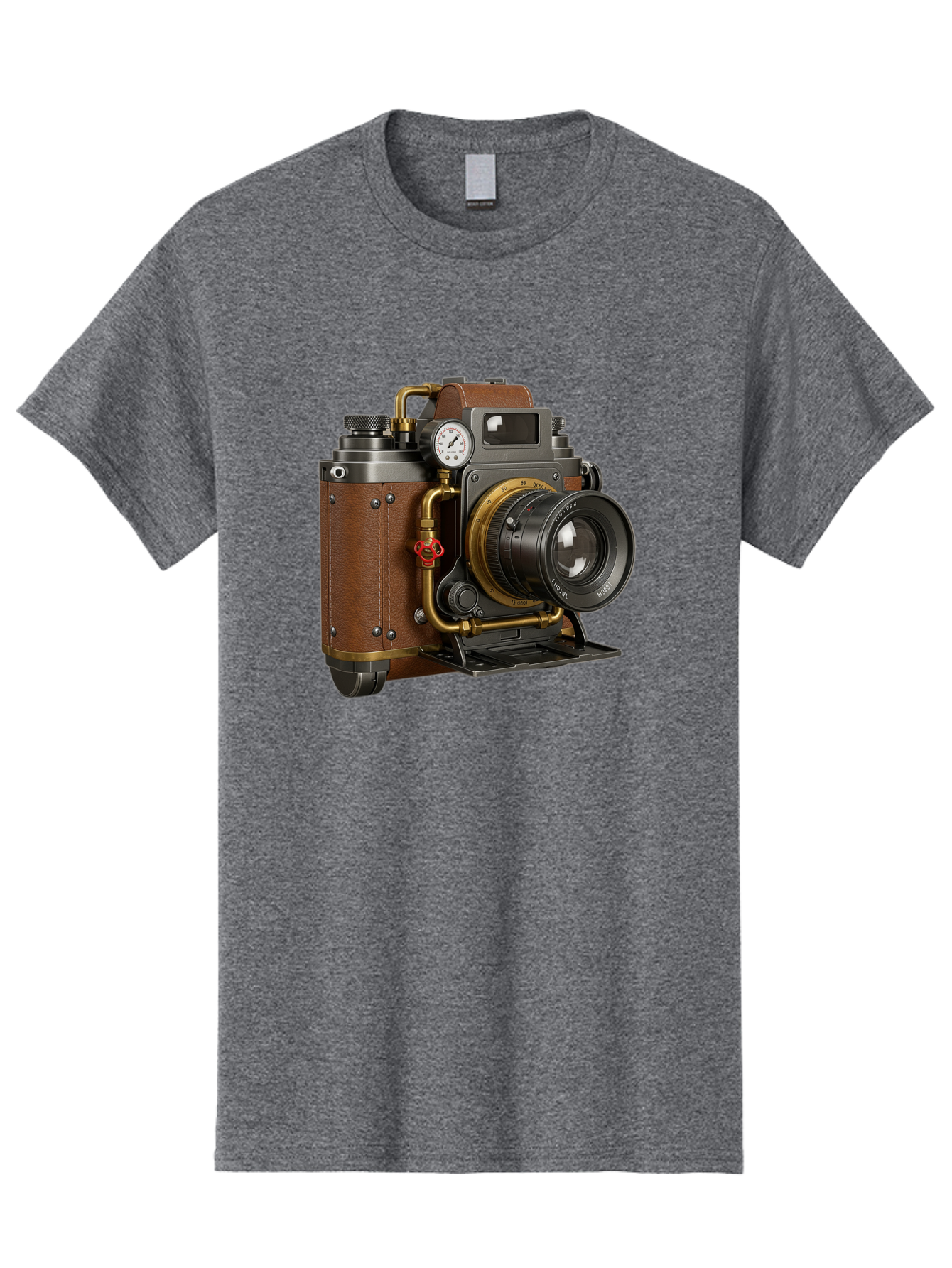 Steampunk-Camera Men'S Graphic Tee, 100% Cotton, Comfortable Casual Summer Wear, Machine Washable, Vintage Camera, Steampunk Design, Antique Photography, Retro Technology, Industrial Elements, Leather Wrapping, Brass Accents, Creative Art, Bae787
