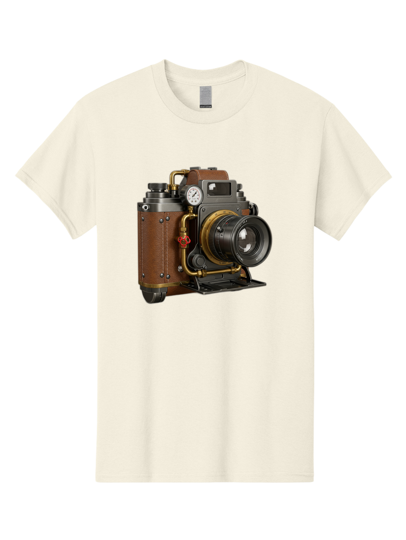 Steampunk-Camera Men'S Graphic Tee, 100% Cotton, Comfortable Casual Summer Wear, Machine Washable, Vintage Camera, Steampunk Design, Antique Photography, Retro Technology, Industrial Elements, Leather Wrapping, Brass Accents, Creative Art, Bae787