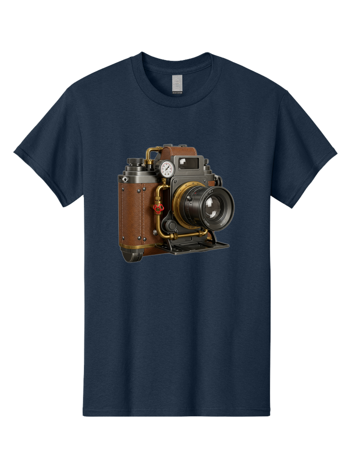 Steampunk-Camera Men'S Graphic Tee, 100% Cotton, Comfortable Casual Summer Wear, Machine Washable, Vintage Camera, Steampunk Design, Antique Photography, Retro Technology, Industrial Elements, Leather Wrapping, Brass Accents, Creative Art, Bae787