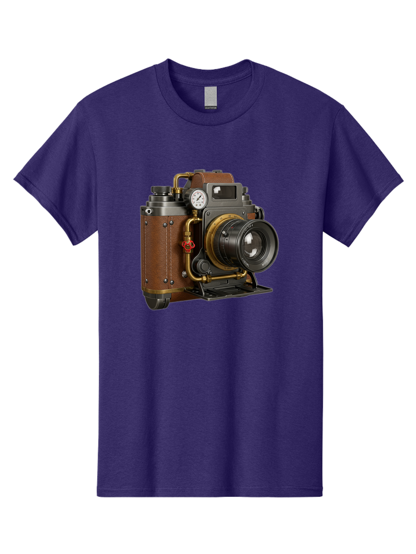 Steampunk-Camera Men'S Graphic Tee, 100% Cotton, Comfortable Casual Summer Wear, Machine Washable, Vintage Camera, Steampunk Design, Antique Photography, Retro Technology, Industrial Elements, Leather Wrapping, Brass Accents, Creative Art, Bae787