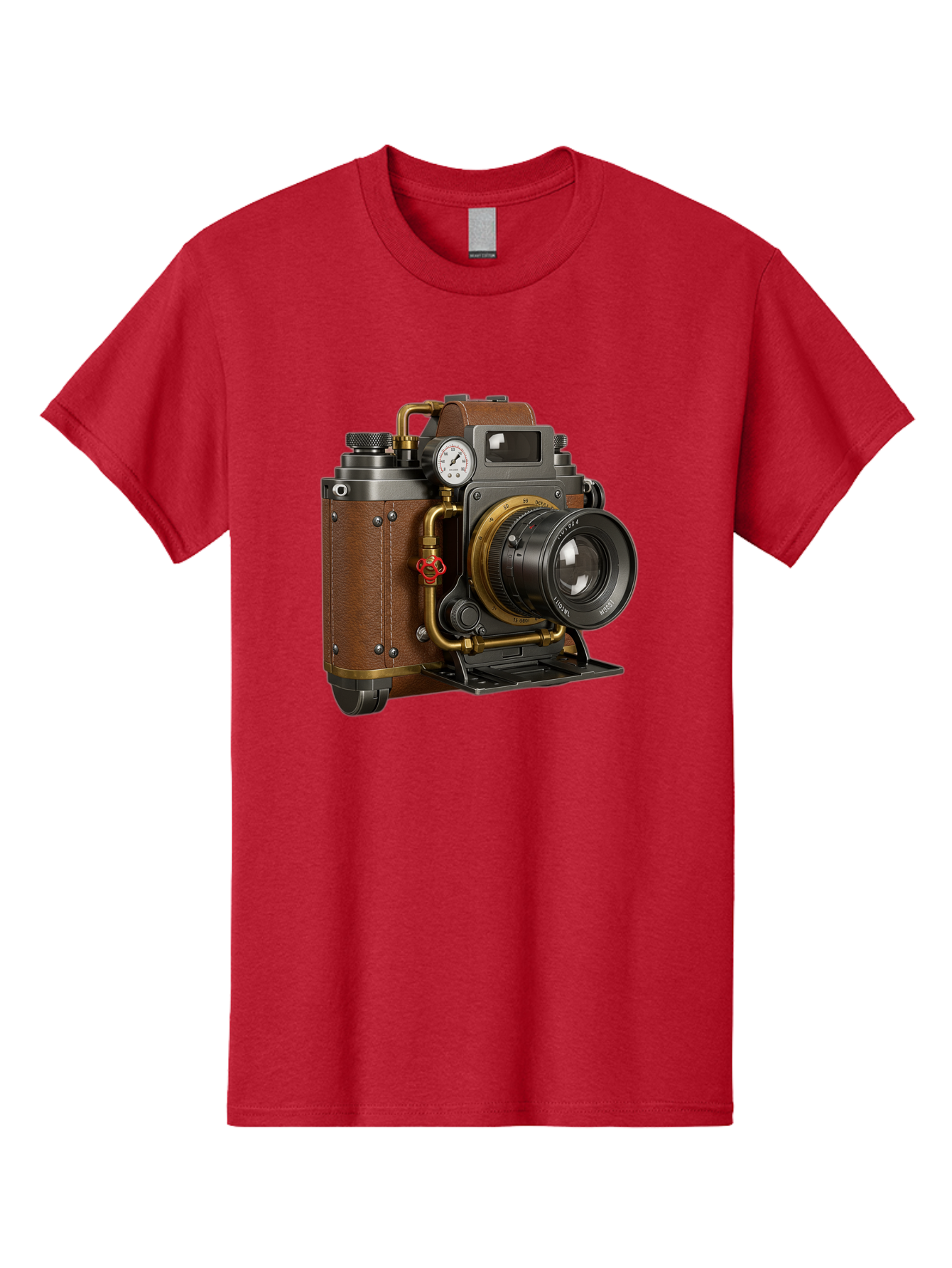 Steampunk-Camera Men'S Graphic Tee, 100% Cotton, Comfortable Casual Summer Wear, Machine Washable, Vintage Camera, Steampunk Design, Antique Photography, Retro Technology, Industrial Elements, Leather Wrapping, Brass Accents, Creative Art, Bae787