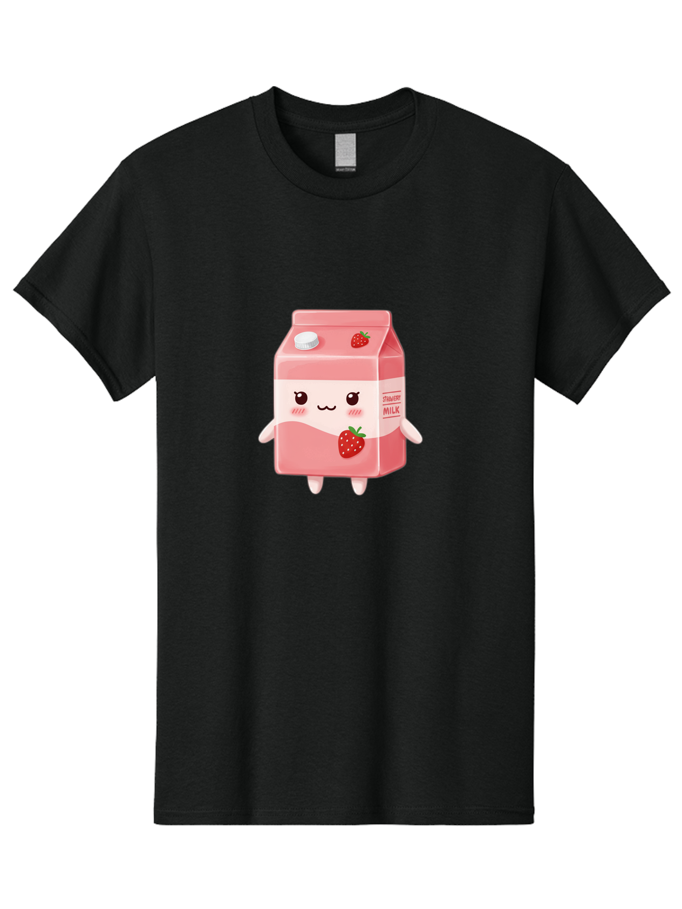 Strawberry-Milk Men'S Graphic Tee, 100% Cotton, Comfortable Casual Summer Wear, Machine Washable, Strawberry Milk, Cartoon Character, Cute Illustration, Strawberry Flavor, Pink Milk, Kawaii Design, Animated Beverage, Strawberry Theme, Bae790
