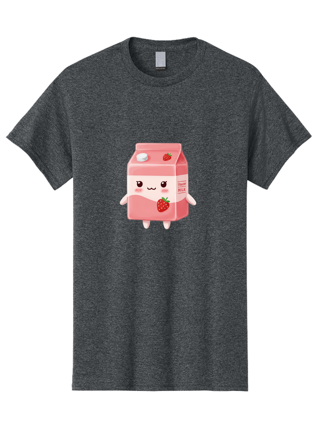 Strawberry-Milk Men'S Graphic Tee, 100% Cotton, Comfortable Casual Summer Wear, Machine Washable, Strawberry Milk, Cartoon Character, Cute Illustration, Strawberry Flavor, Pink Milk, Kawaii Design, Animated Beverage, Strawberry Theme, Bae790
