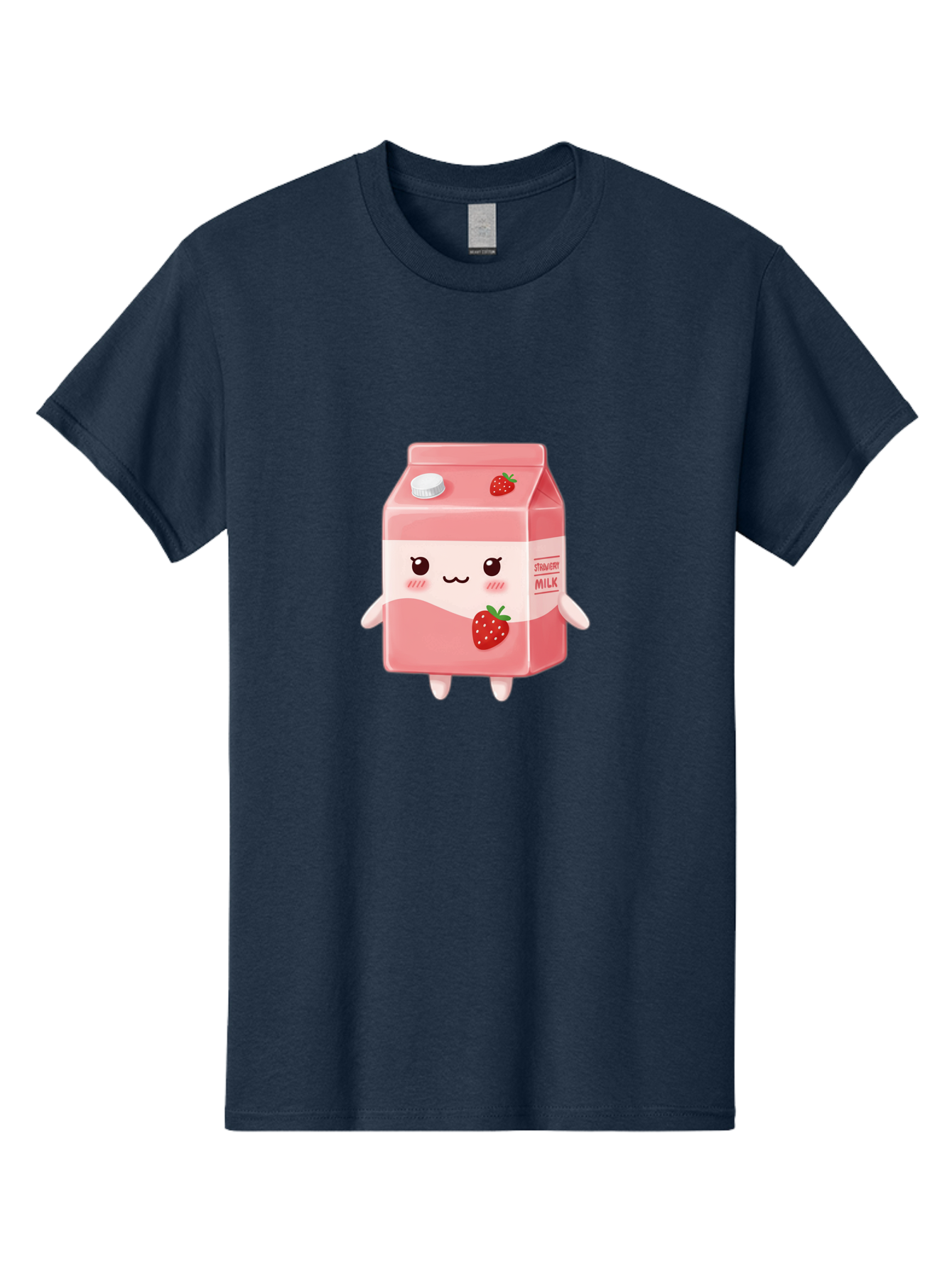 Strawberry-Milk Men'S Graphic Tee, 100% Cotton, Comfortable Casual Summer Wear, Machine Washable, Strawberry Milk, Cartoon Character, Cute Illustration, Strawberry Flavor, Pink Milk, Kawaii Design, Animated Beverage, Strawberry Theme, Bae790