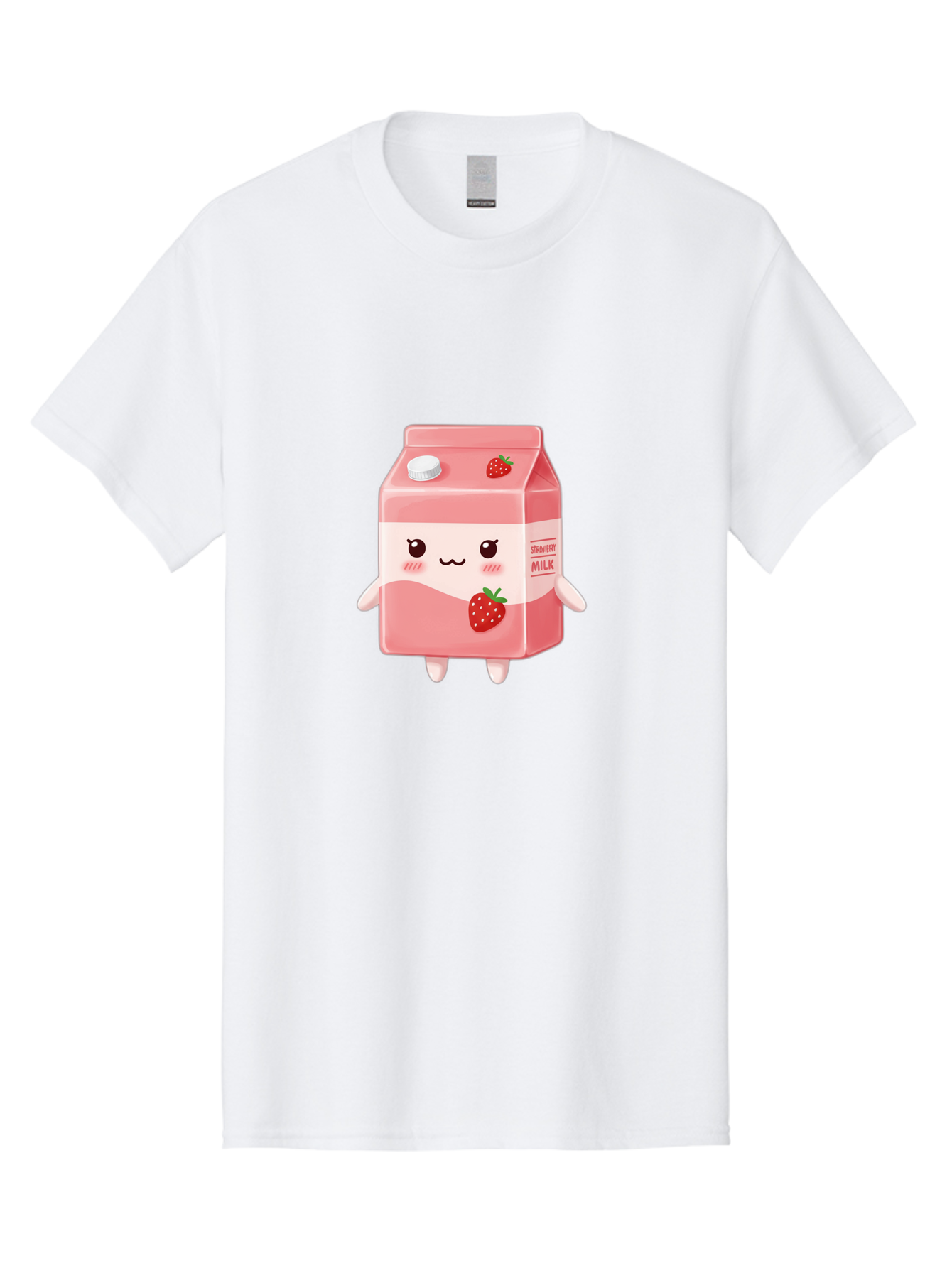 Strawberry-Milk Men'S Graphic Tee, 100% Cotton, Comfortable Casual Summer Wear, Machine Washable, Strawberry Milk, Cartoon Character, Cute Illustration, Strawberry Flavor, Pink Milk, Kawaii Design, Animated Beverage, Strawberry Theme, Bae790