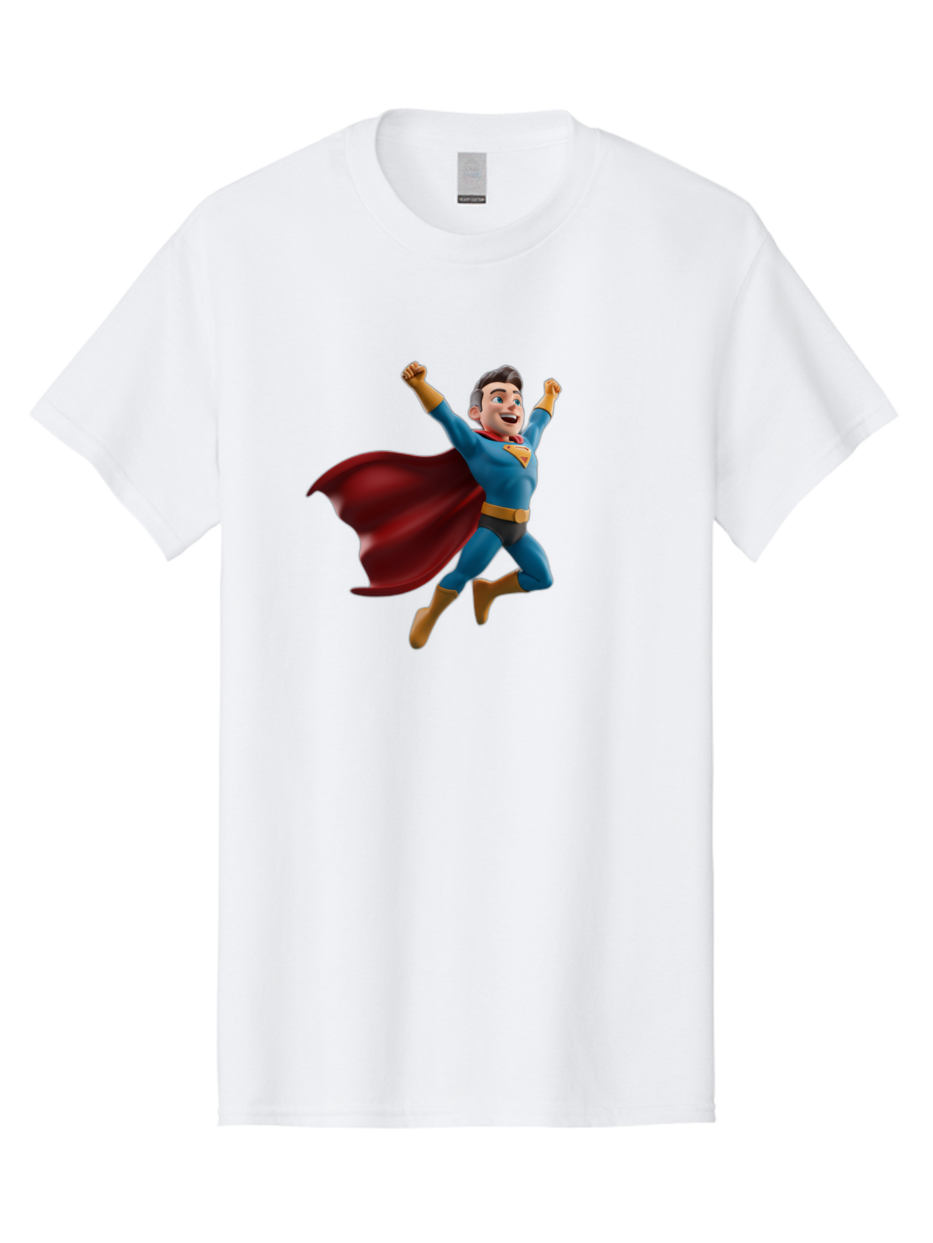 Superman Men'S Graphic Tee, 100% Cotton, Comfortable Casual Summer Wear, Machine Washable, Superhero Character, 3D Cartoon Man, Flying Superhero, Blue Costume, Red Cape, Yellow Emblem, Bold Hero, Dynamic Pose, Superhero Emblem, Comic Hero, Bae791