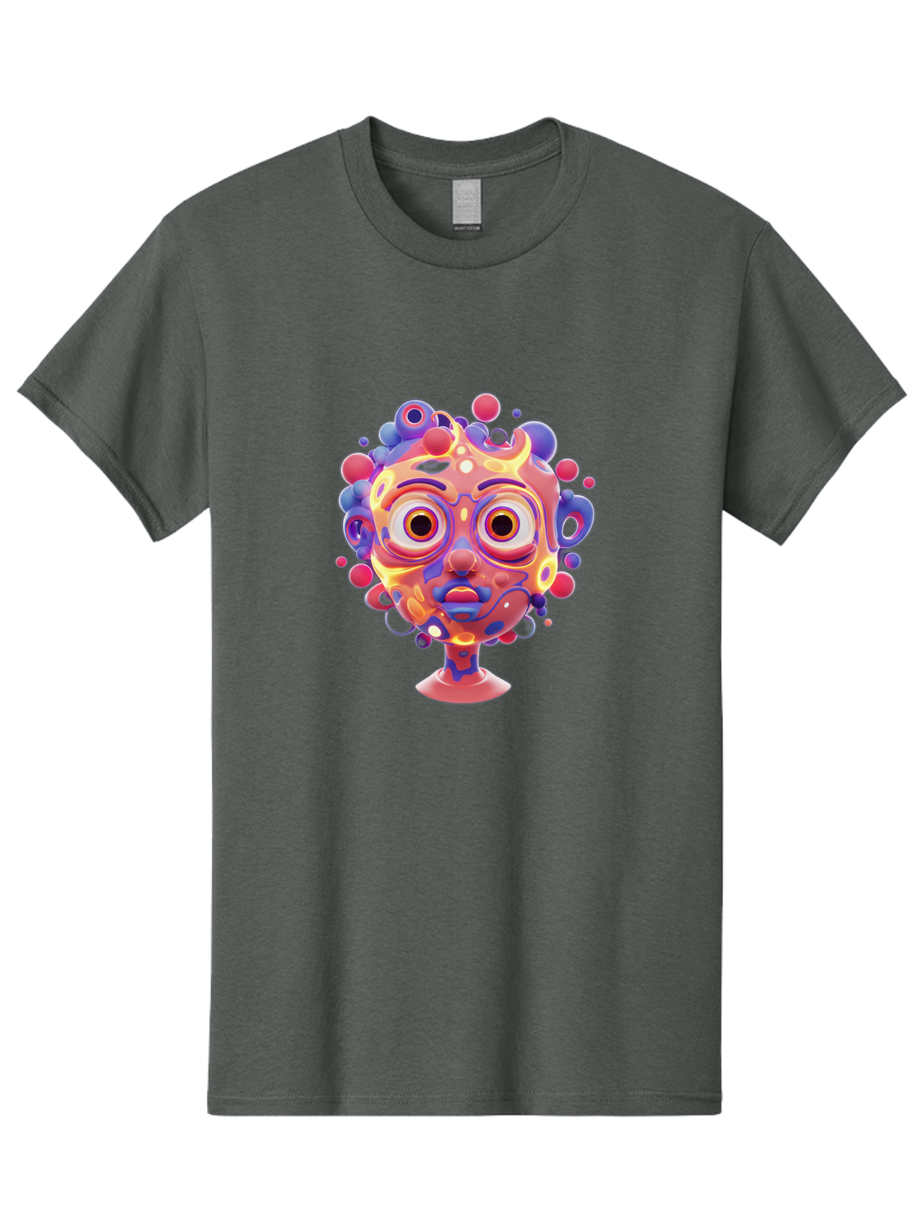 Surreal-Face Men'S Graphic Tee, 100% Cotton, Comfortable Casual Summer Wear, Machine Washable, Surreal Art, Abstract Face, Vibrant Colors, Dreamlike Atmosphere, Psychedelic Design, Futuristic Character, Colorful Eyes Bae792