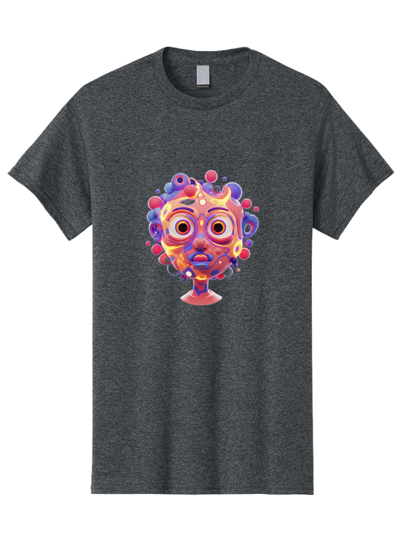 Surreal-Face Men'S Graphic Tee, 100% Cotton, Comfortable Casual Summer Wear, Machine Washable, Surreal Art, Abstract Face, Vibrant Colors, Dreamlike Atmosphere, Psychedelic Design, Futuristic Character, Colorful Eyes Bae792