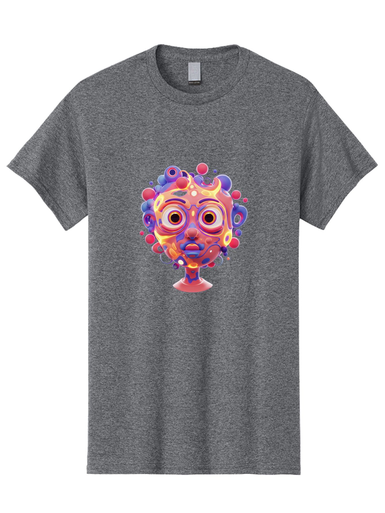 Surreal-Face Men'S Graphic Tee, 100% Cotton, Comfortable Casual Summer Wear, Machine Washable, Surreal Art, Abstract Face, Vibrant Colors, Dreamlike Atmosphere, Psychedelic Design, Futuristic Character, Colorful Eyes Bae792