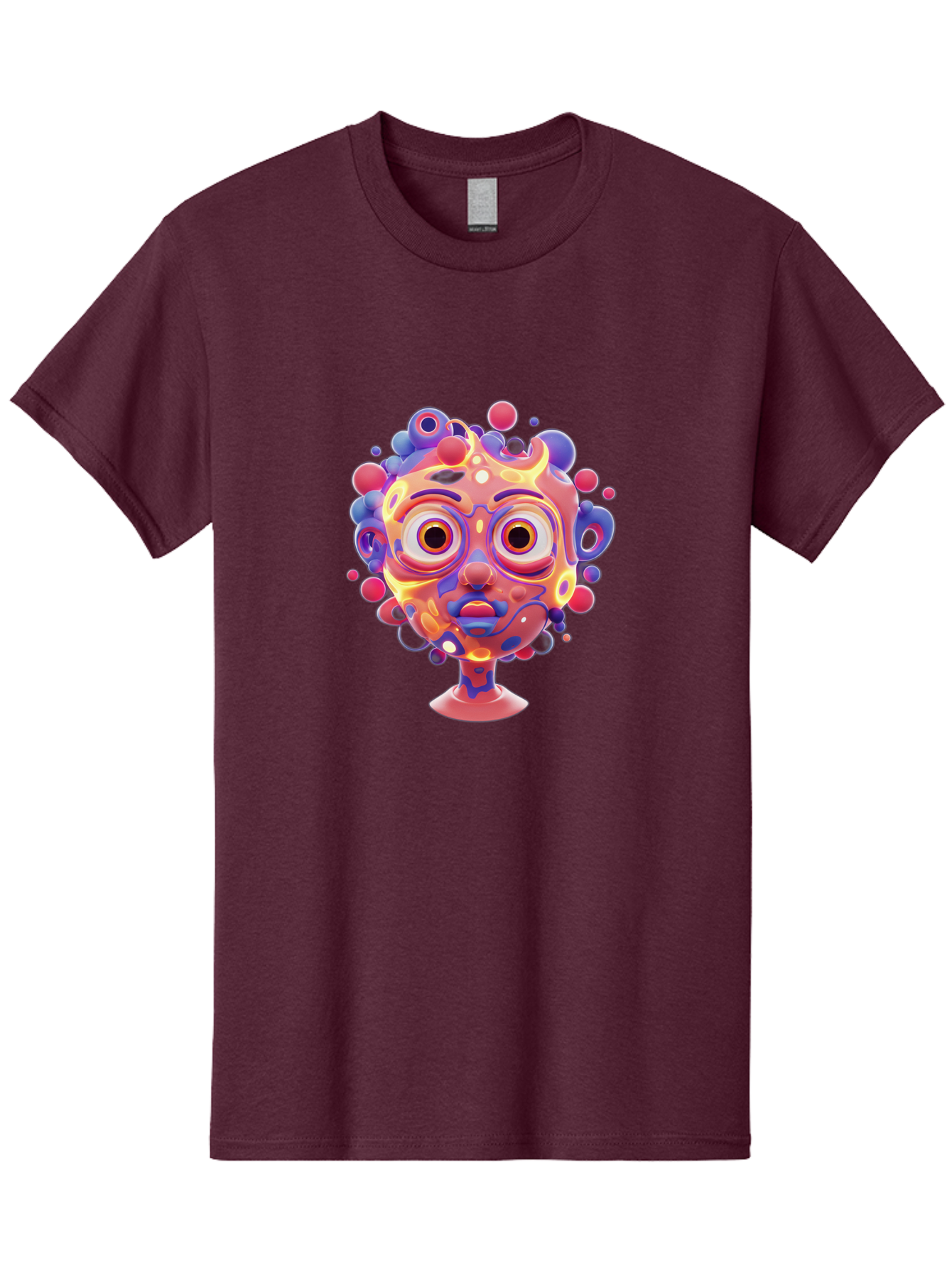 Surreal-Face Men'S Graphic Tee, 100% Cotton, Comfortable Casual Summer Wear, Machine Washable, Surreal Art, Abstract Face, Vibrant Colors, Dreamlike Atmosphere, Psychedelic Design, Futuristic Character, Colorful Eyes Bae792