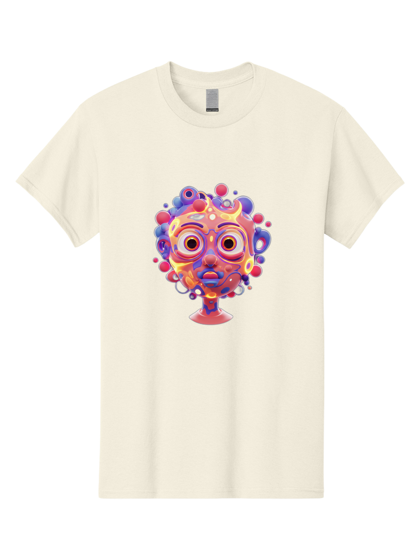 Surreal-Face Men'S Graphic Tee, 100% Cotton, Comfortable Casual Summer Wear, Machine Washable, Surreal Art, Abstract Face, Vibrant Colors, Dreamlike Atmosphere, Psychedelic Design, Futuristic Character, Colorful Eyes Bae792
