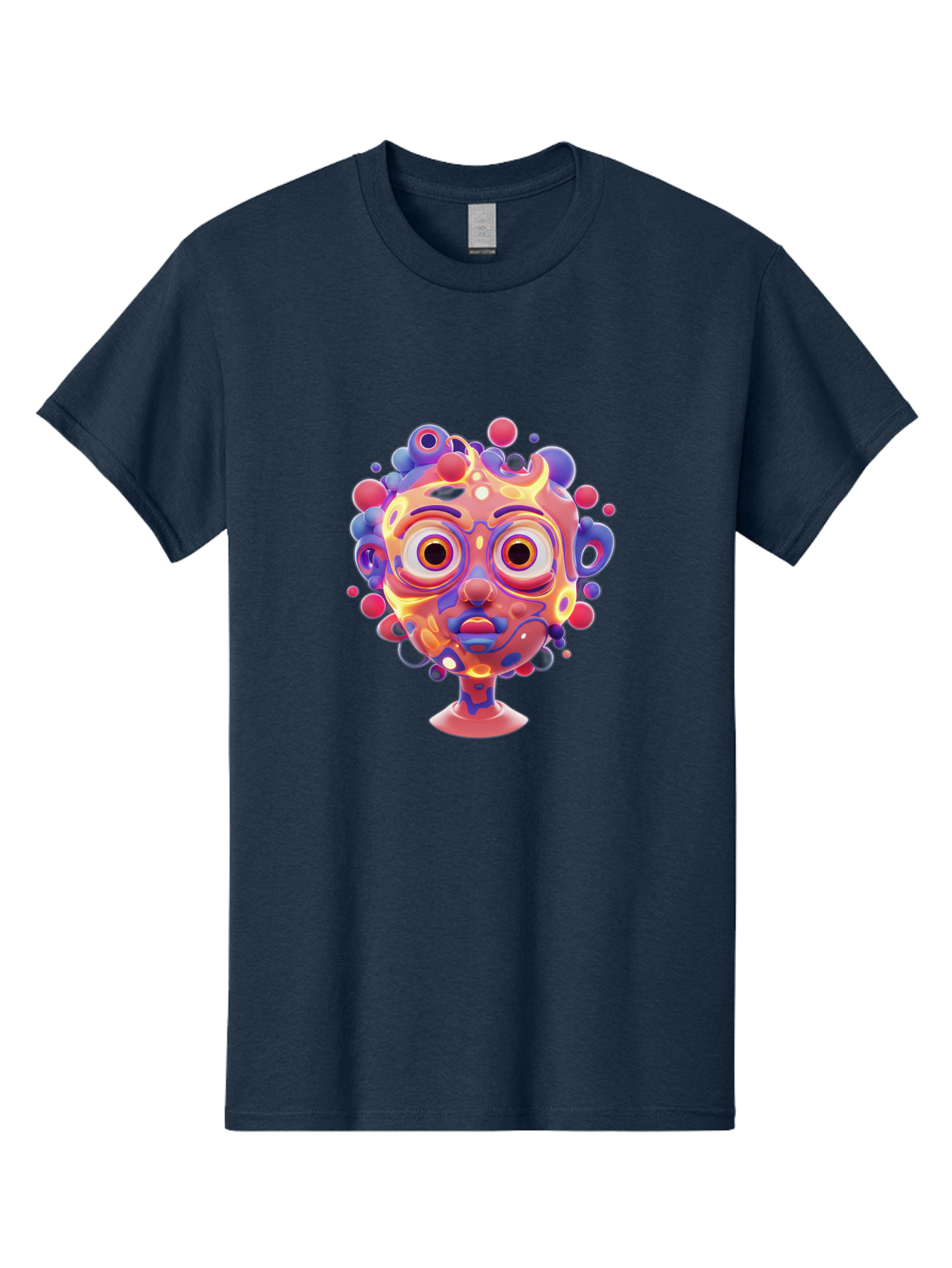 Surreal-Face Men'S Graphic Tee, 100% Cotton, Comfortable Casual Summer Wear, Machine Washable, Surreal Art, Abstract Face, Vibrant Colors, Dreamlike Atmosphere, Psychedelic Design, Futuristic Character, Colorful Eyes Bae792