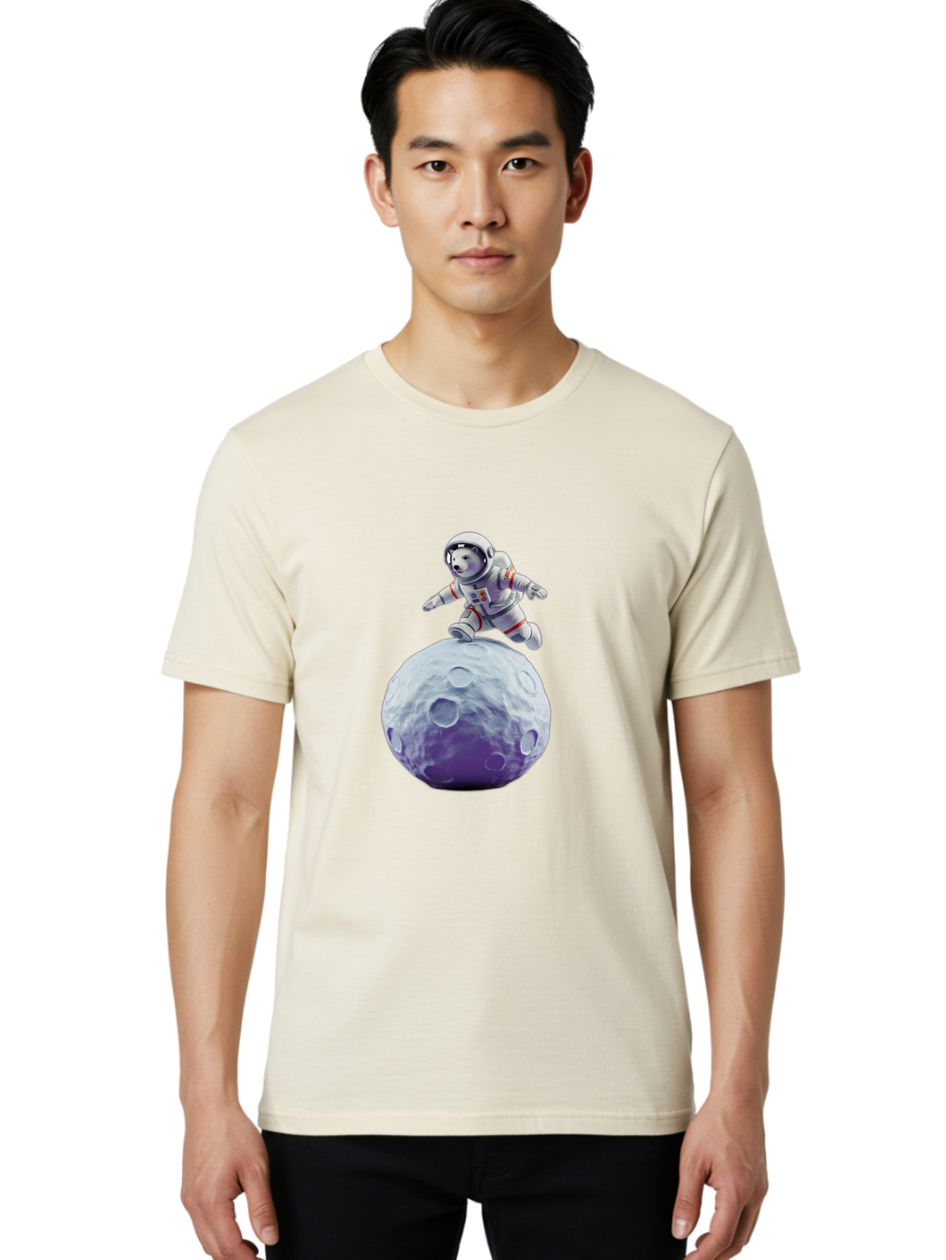 Teddy-Bear-Astronaut Men'S Graphic Tee, 100% Cotton, Comfortable Casual Summer Wear, Machine Washable, Bear Astronaut, Space Suit, Craters, Moon Surface, Lunar Exploration, Space Adventure, Cartoon Astronaut, Funny Space, Adventure Theme, Bae796