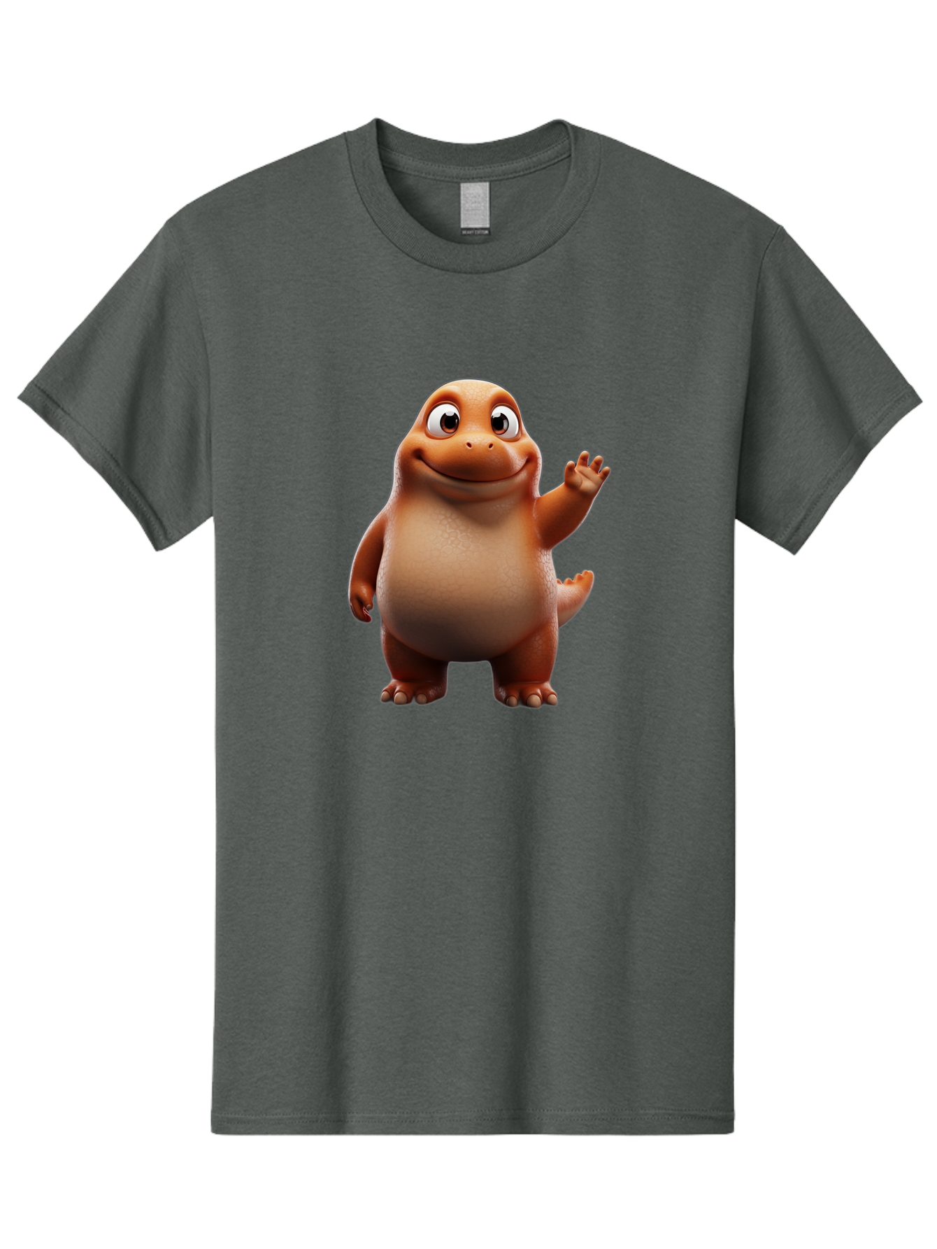 The-Good-Dinosaur Men'S Graphic Tee, 100% Cotton, Comfortable Casual Summer Wear, Machine Washable, Cartoon Dinosaur, Friendly Character, Smiling T-Rex, Animated Creature, Waving Hand, Children'S Entertainment, Prehistoric Animal, Bae797