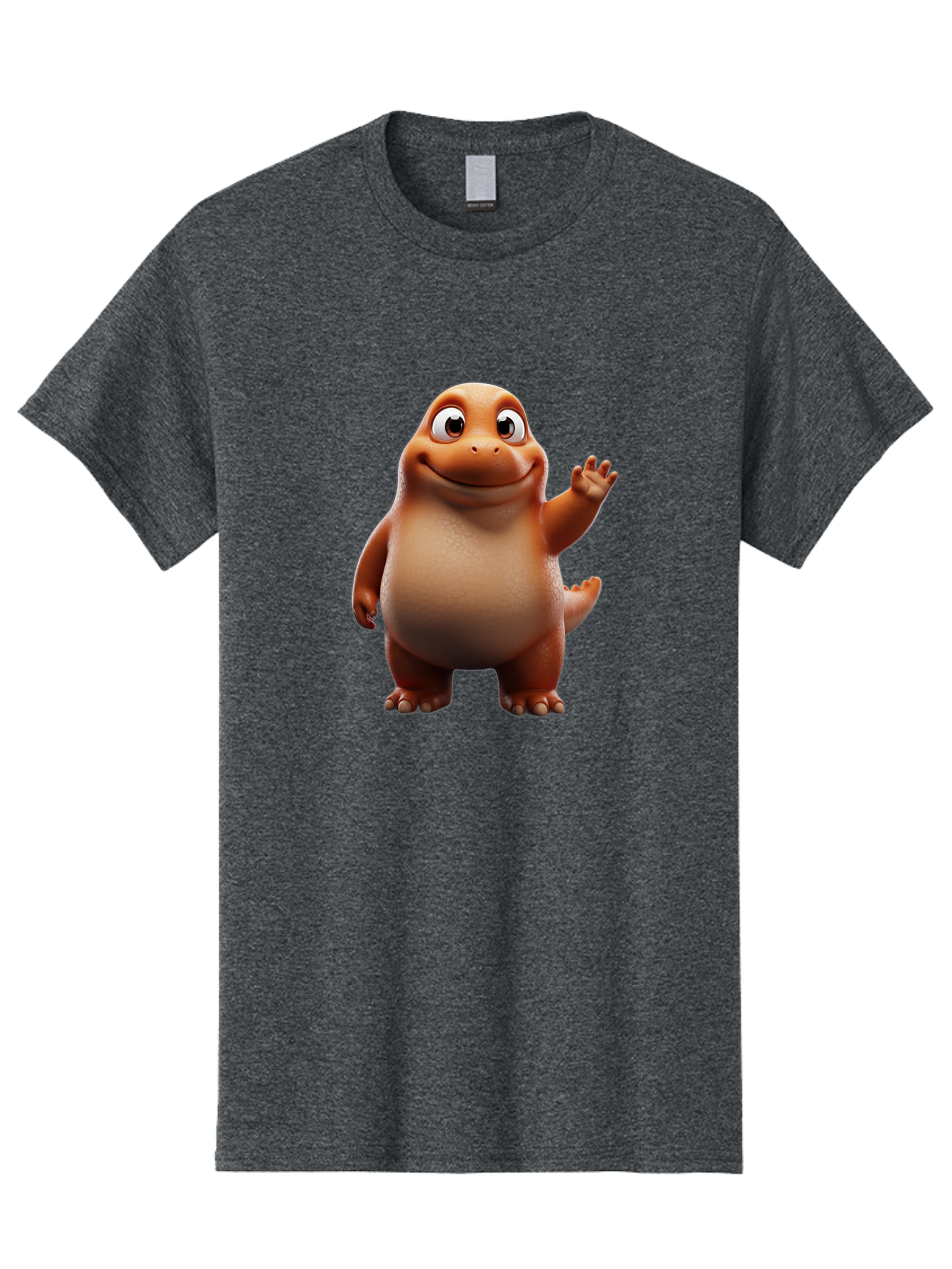 The-Good-Dinosaur Men'S Graphic Tee, 100% Cotton, Comfortable Casual Summer Wear, Machine Washable, Cartoon Dinosaur, Friendly Character, Smiling T-Rex, Animated Creature, Waving Hand, Children'S Entertainment, Prehistoric Animal, Bae797