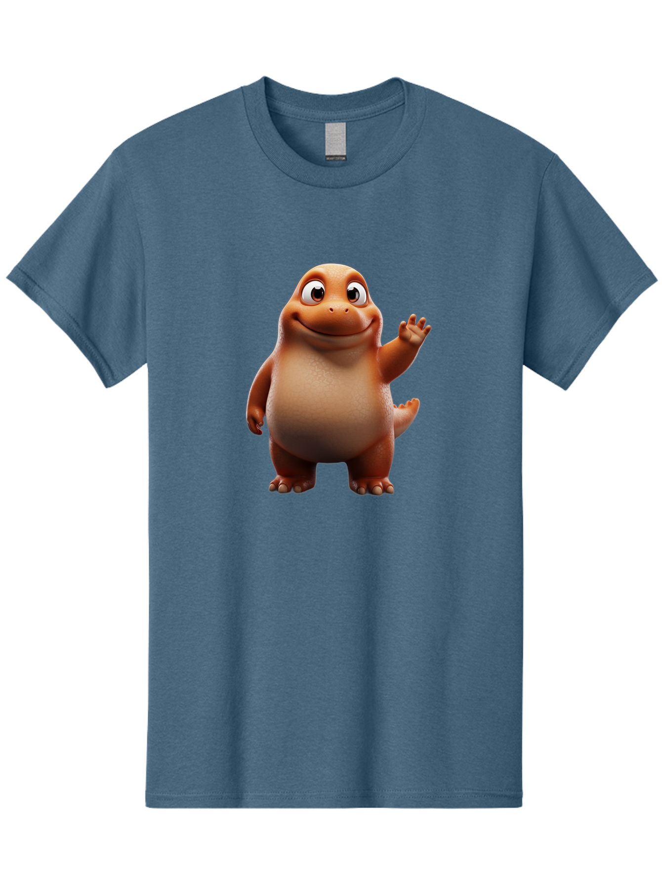 The-Good-Dinosaur Men'S Graphic Tee, 100% Cotton, Comfortable Casual Summer Wear, Machine Washable, Cartoon Dinosaur, Friendly Character, Smiling T-Rex, Animated Creature, Waving Hand, Children'S Entertainment, Prehistoric Animal, Bae797