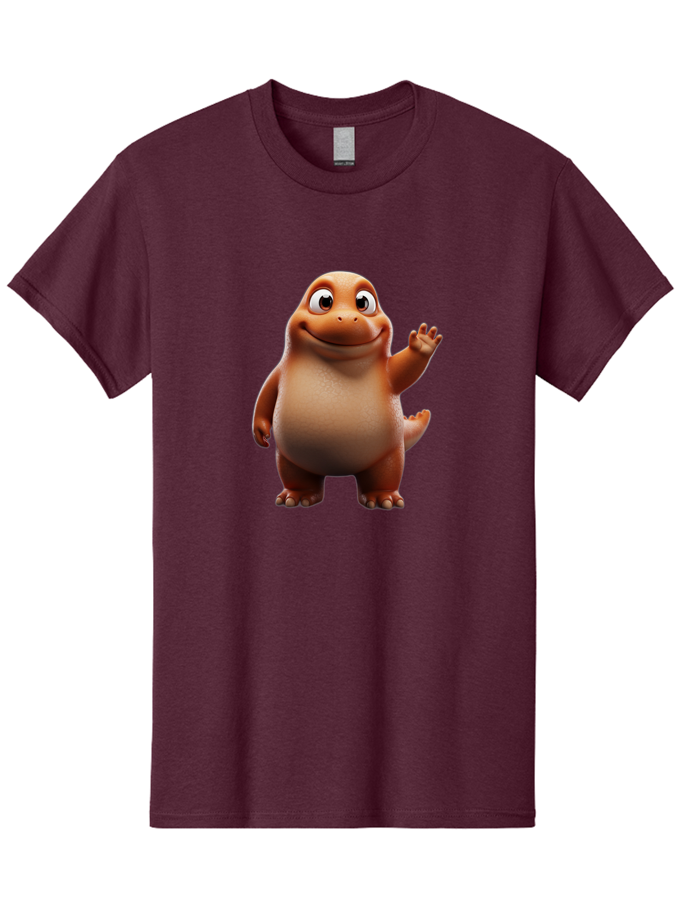 The-Good-Dinosaur Men'S Graphic Tee, 100% Cotton, Comfortable Casual Summer Wear, Machine Washable, Cartoon Dinosaur, Friendly Character, Smiling T-Rex, Animated Creature, Waving Hand, Children'S Entertainment, Prehistoric Animal, Bae797