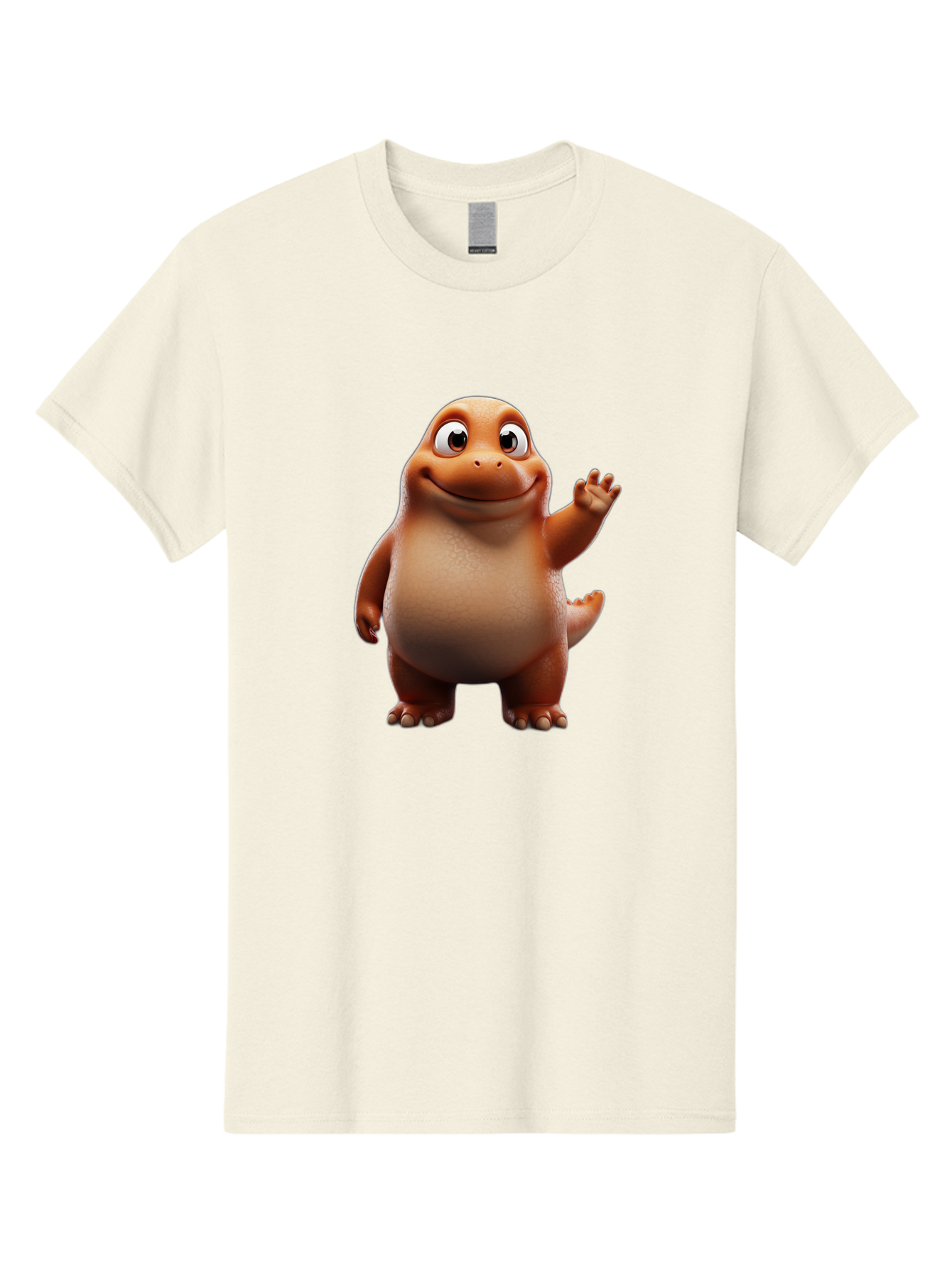 The-Good-Dinosaur Men'S Graphic Tee, 100% Cotton, Comfortable Casual Summer Wear, Machine Washable, Cartoon Dinosaur, Friendly Character, Smiling T-Rex, Animated Creature, Waving Hand, Children'S Entertainment, Prehistoric Animal, Bae797