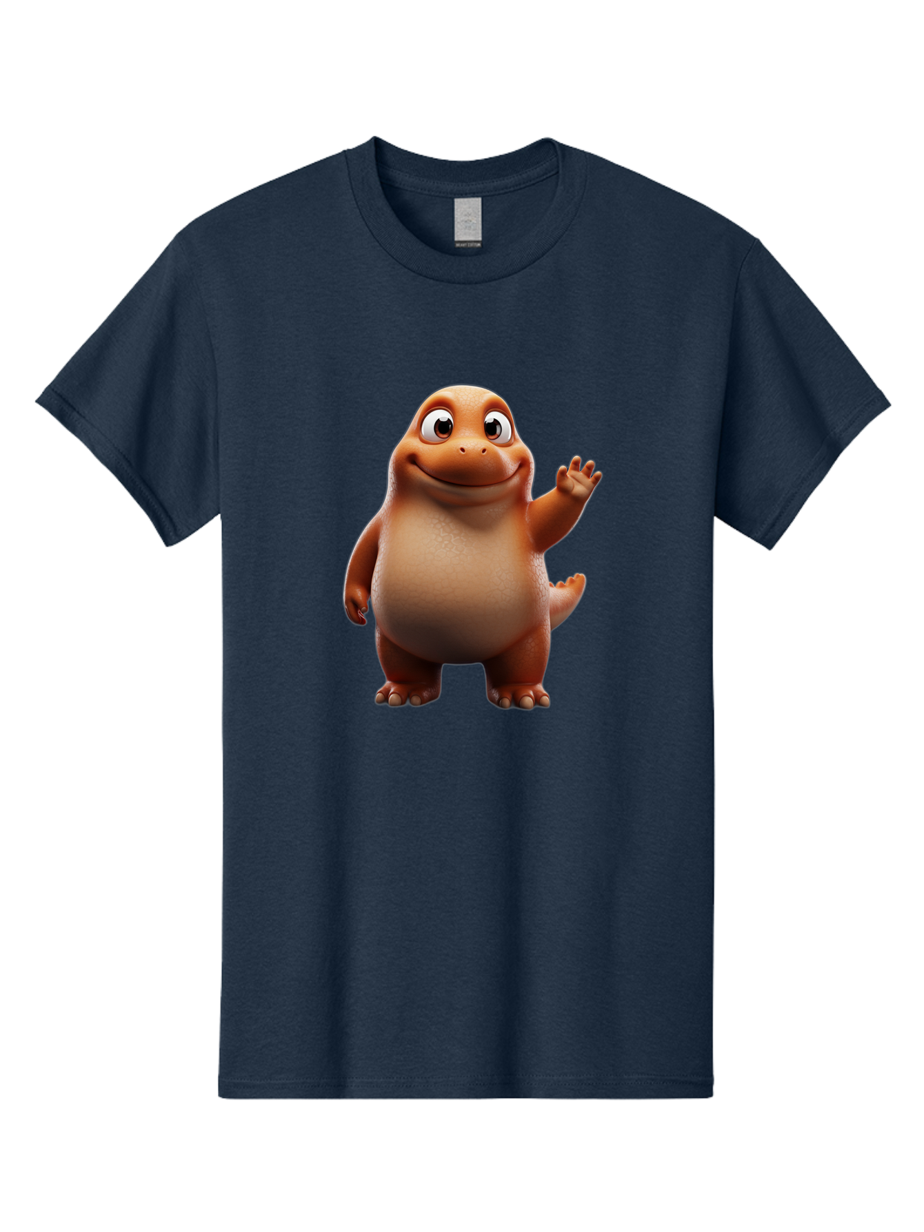 The-Good-Dinosaur Men'S Graphic Tee, 100% Cotton, Comfortable Casual Summer Wear, Machine Washable, Cartoon Dinosaur, Friendly Character, Smiling T-Rex, Animated Creature, Waving Hand, Children'S Entertainment, Prehistoric Animal, Bae797